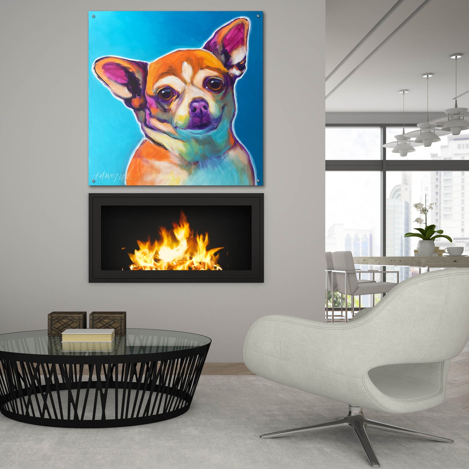 Epic Art 'Chihuahua - Starr2 by Dawg Painter, Acrylic Glass Wall Art,36x36