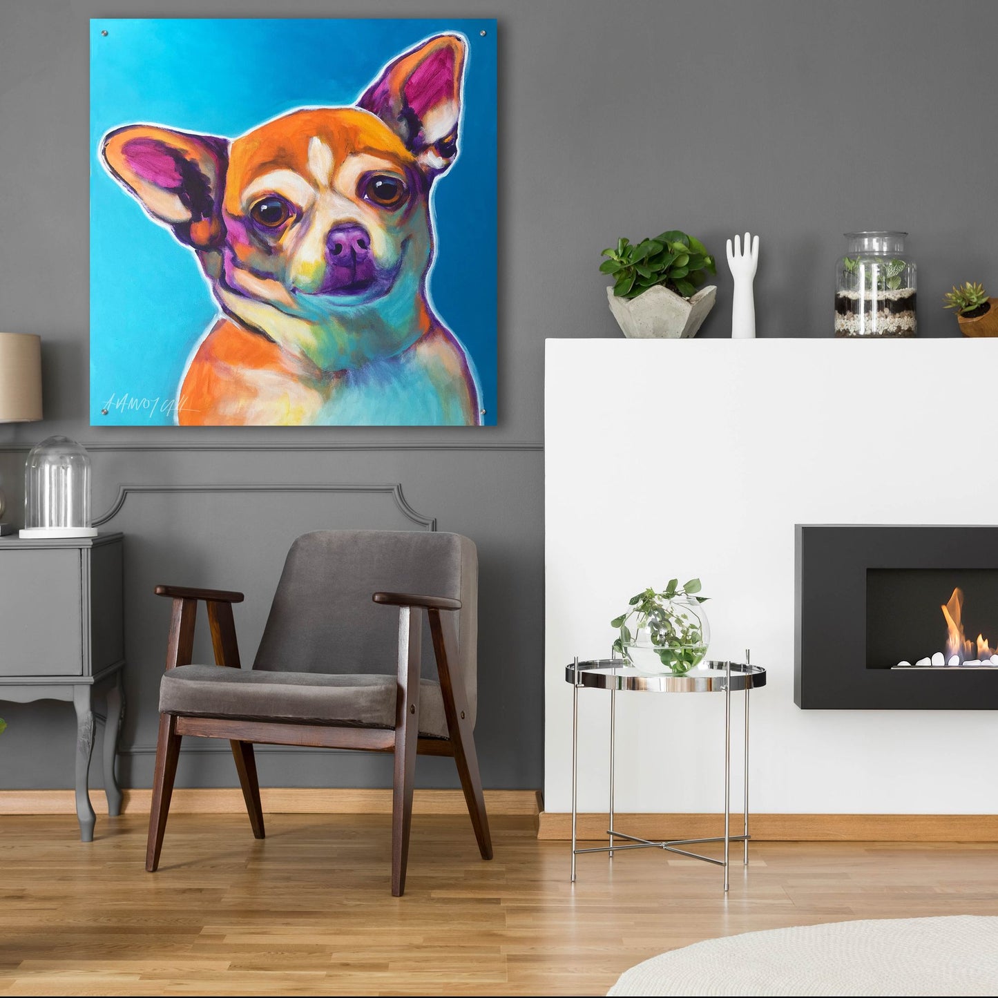 Epic Art 'Chihuahua - Starr2 by Dawg Painter, Acrylic Glass Wall Art,36x36