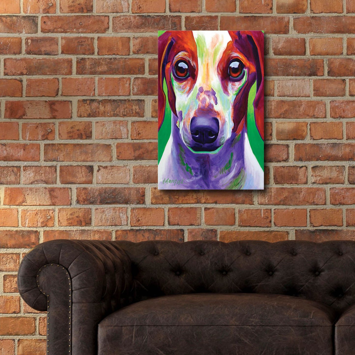 Epic Art 'Dachshund - Cooper 2 by Dawg Painter, Acrylic Glass Wall Art,16x24