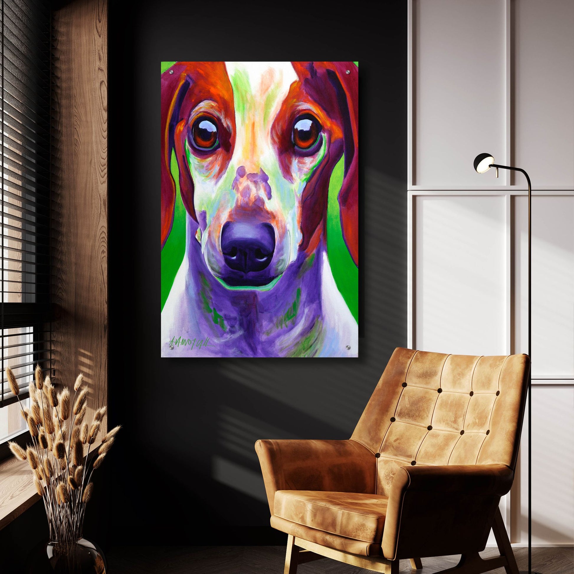 Epic Art 'Dachshund - Cooper 2 by Dawg Painter, Acrylic Glass Wall Art,24x36