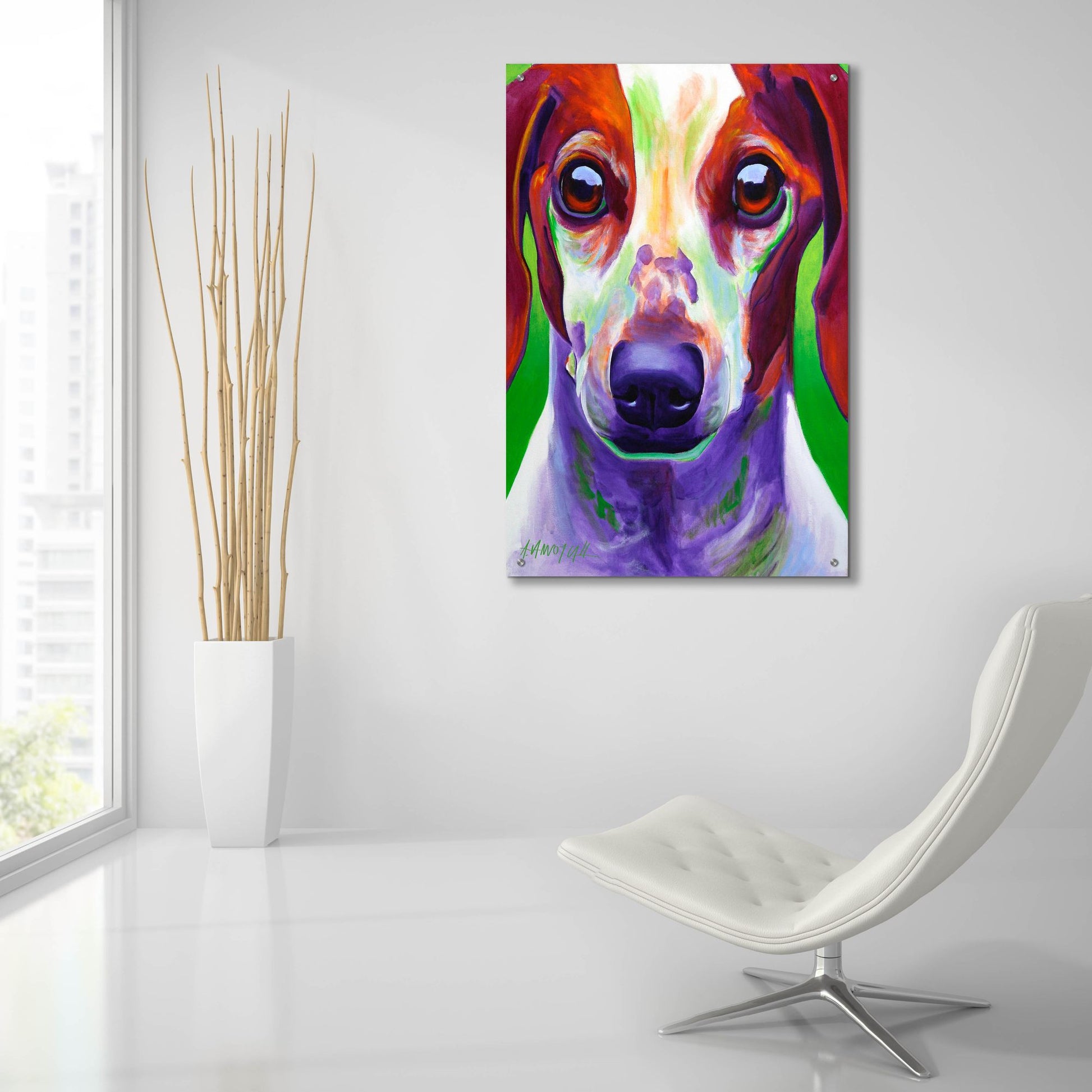 Epic Art 'Dachshund - Cooper 2 by Dawg Painter, Acrylic Glass Wall Art,24x36