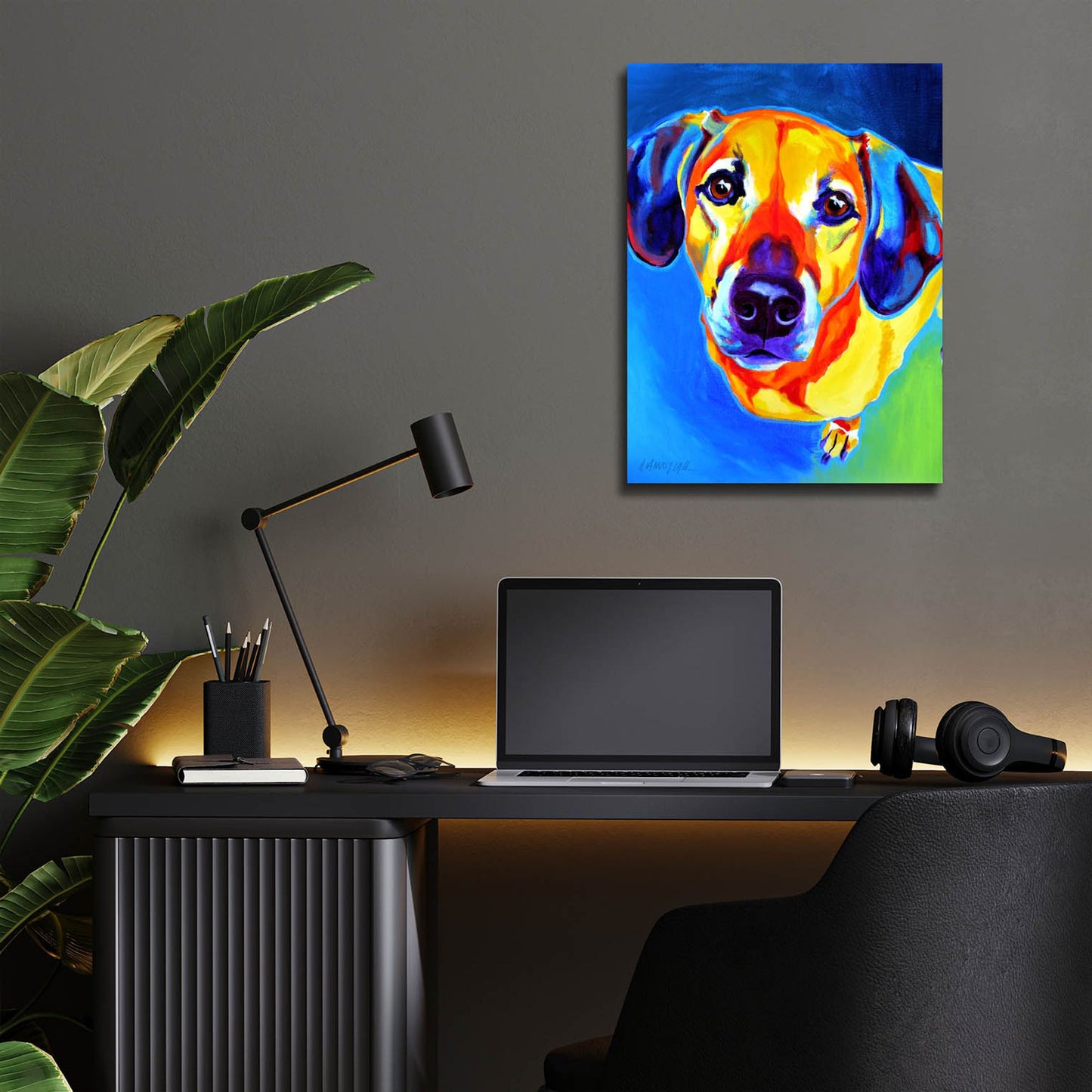 Epic Art 'Dachshund - Maisie2 by Dawg Painter, Acrylic Glass Wall Art,12x16