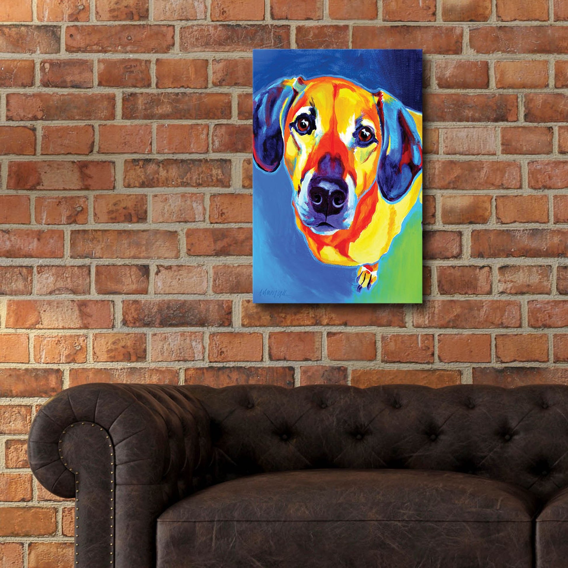 Epic Art 'Dachshund - Maisie2 by Dawg Painter, Acrylic Glass Wall Art,16x24