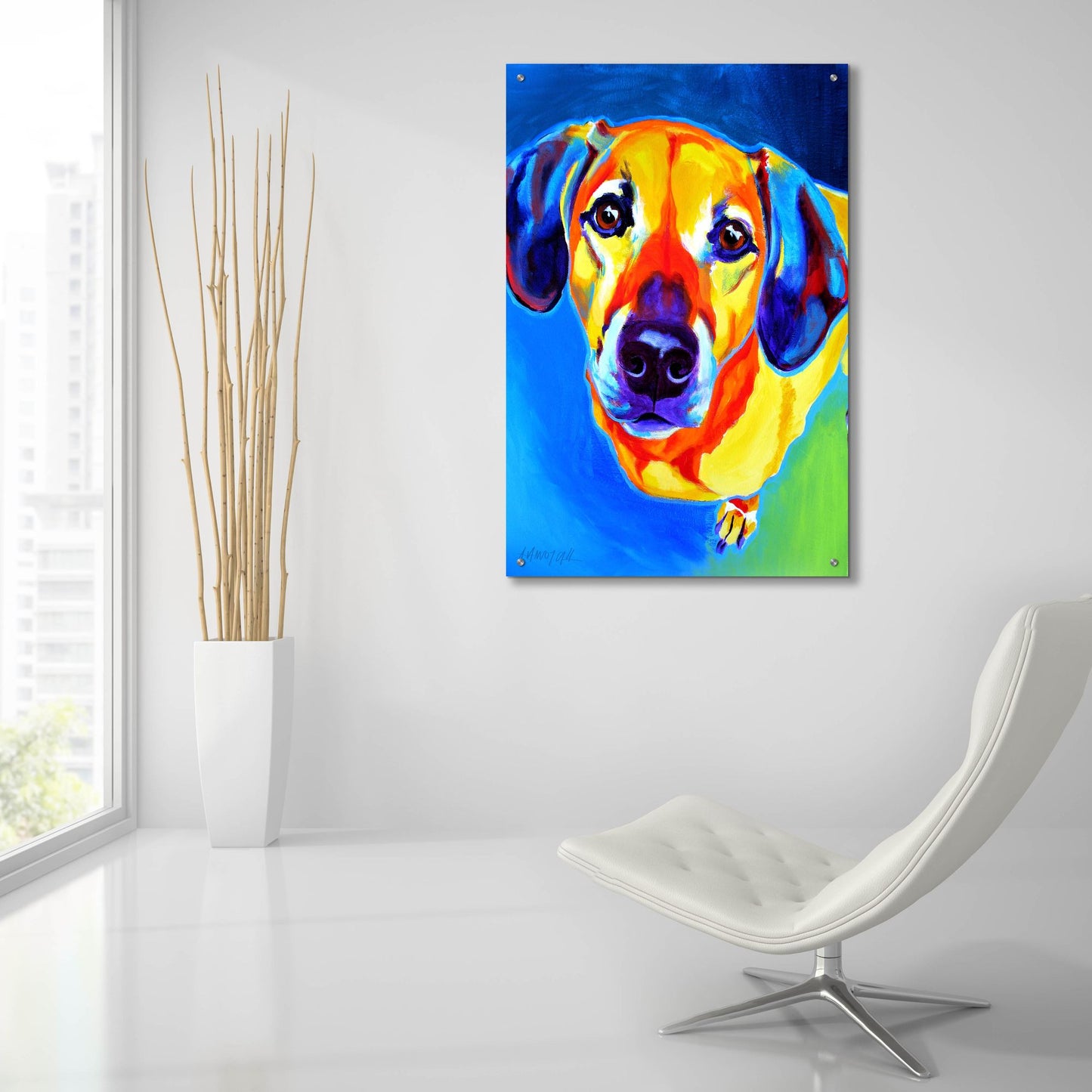 Epic Art 'Dachshund - Maisie2 by Dawg Painter, Acrylic Glass Wall Art,24x36