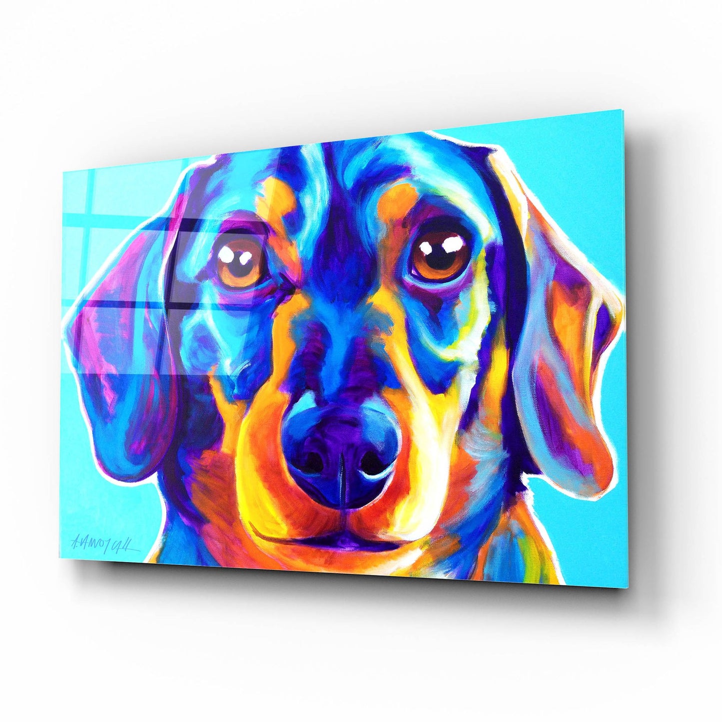 Epic Art 'Dachshund - Oscar2 by Dawg Painter, Acrylic Glass Wall Art,16x12