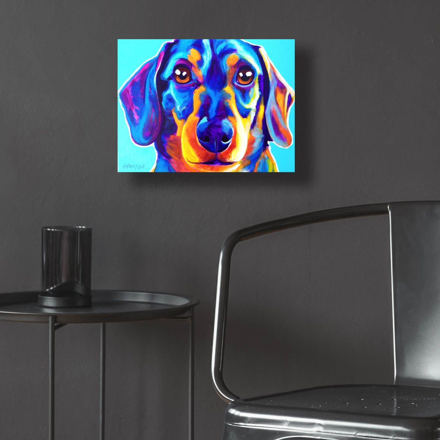 Epic Art 'Dachshund - Oscar2 by Dawg Painter, Acrylic Glass Wall Art,16x12