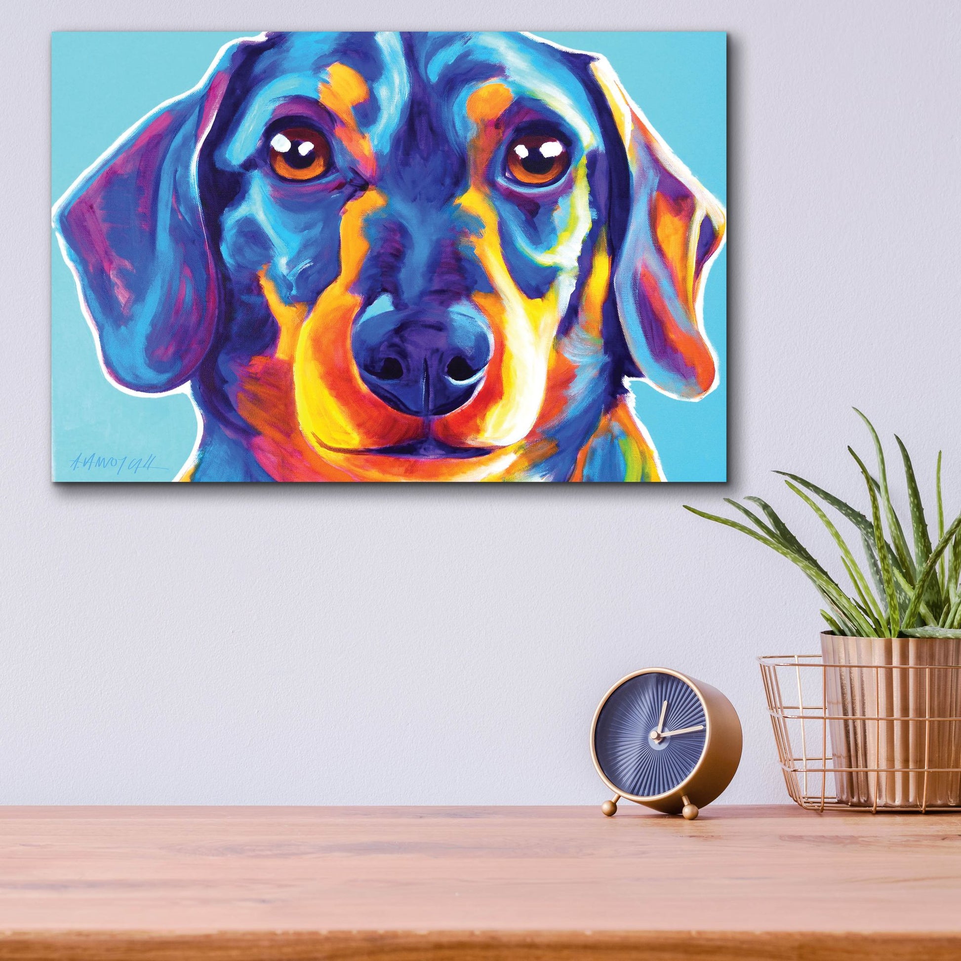 Epic Art 'Dachshund - Oscar2 by Dawg Painter, Acrylic Glass Wall Art,16x12