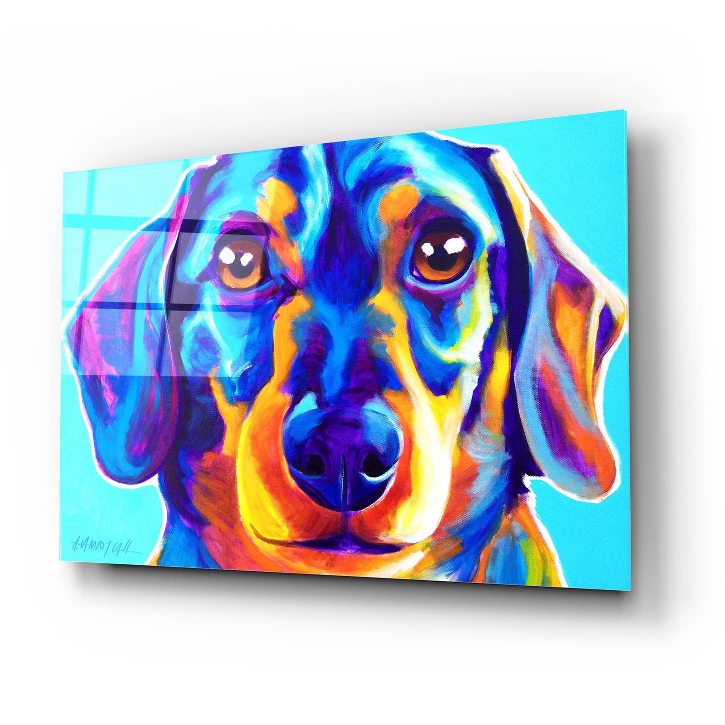 Epic Art 'Dachshund - Oscar2 by Dawg Painter, Acrylic Glass Wall Art,24x16