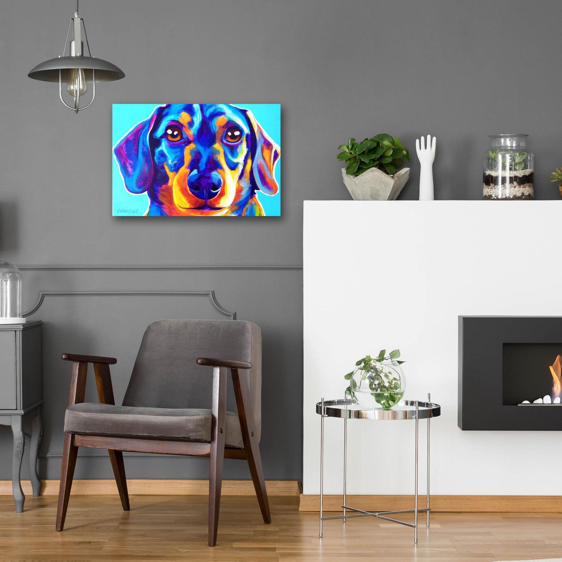 Epic Art 'Dachshund - Oscar2 by Dawg Painter, Acrylic Glass Wall Art,24x16