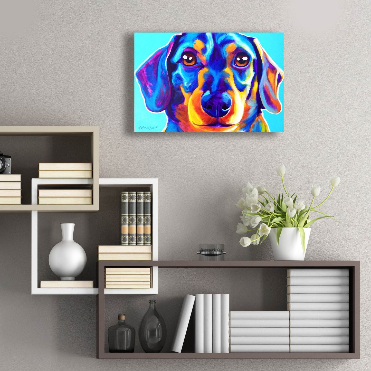 Epic Art 'Dachshund - Oscar2 by Dawg Painter, Acrylic Glass Wall Art,24x16