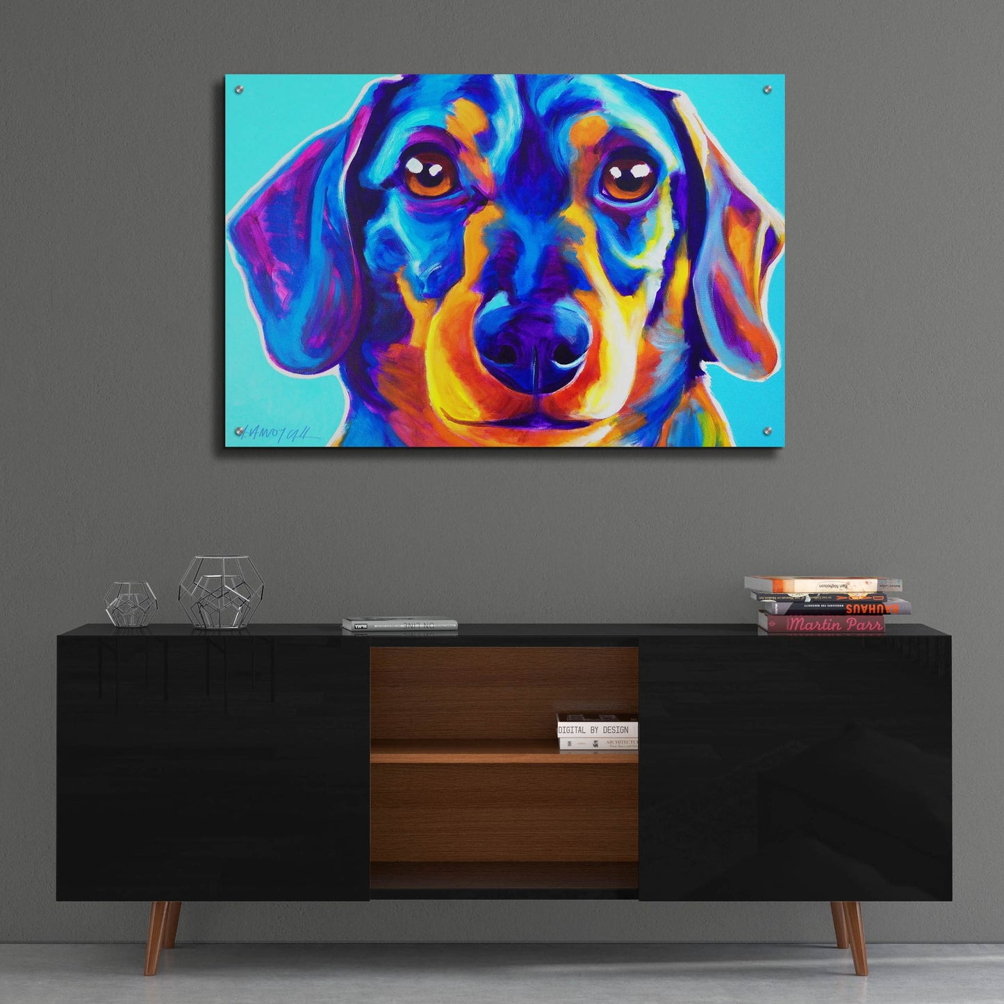 Epic Art 'Dachshund - Oscar2 by Dawg Painter, Acrylic Glass Wall Art,36x24