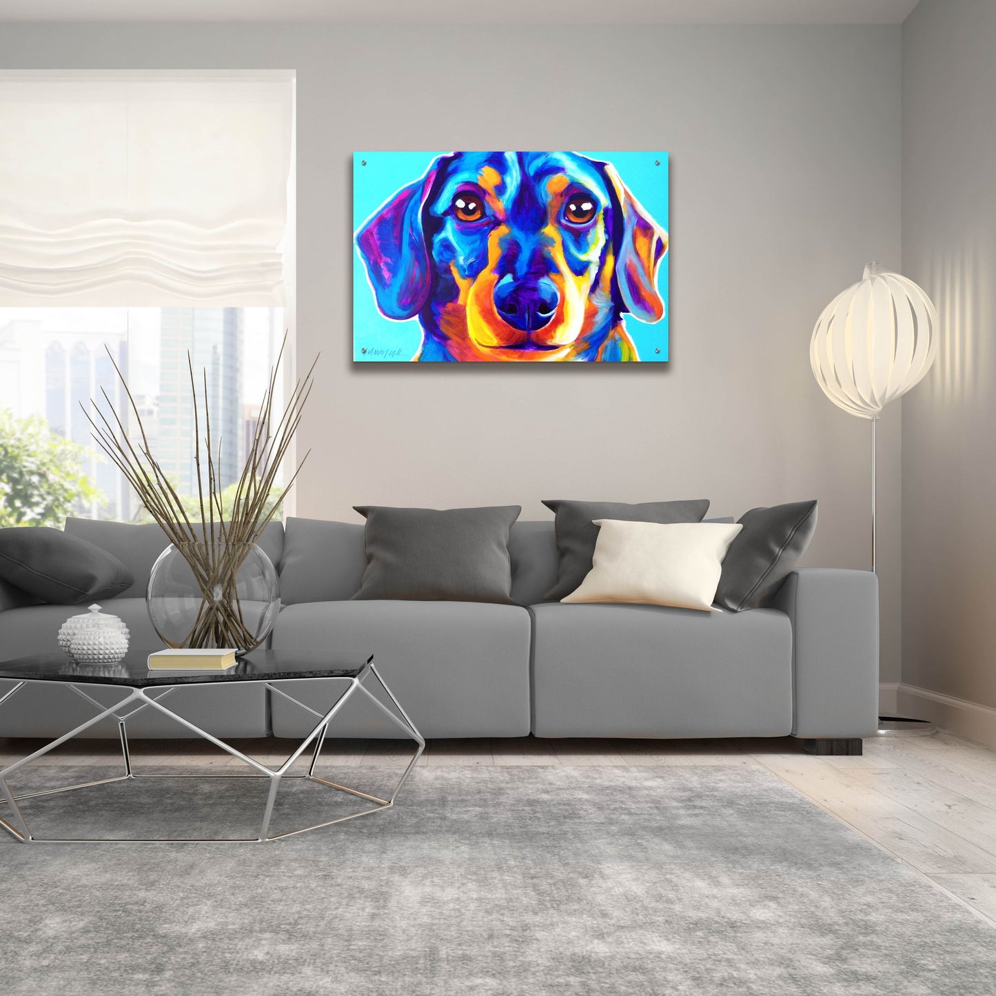 Epic Art 'Dachshund - Oscar2 by Dawg Painter, Acrylic Glass Wall Art,36x24