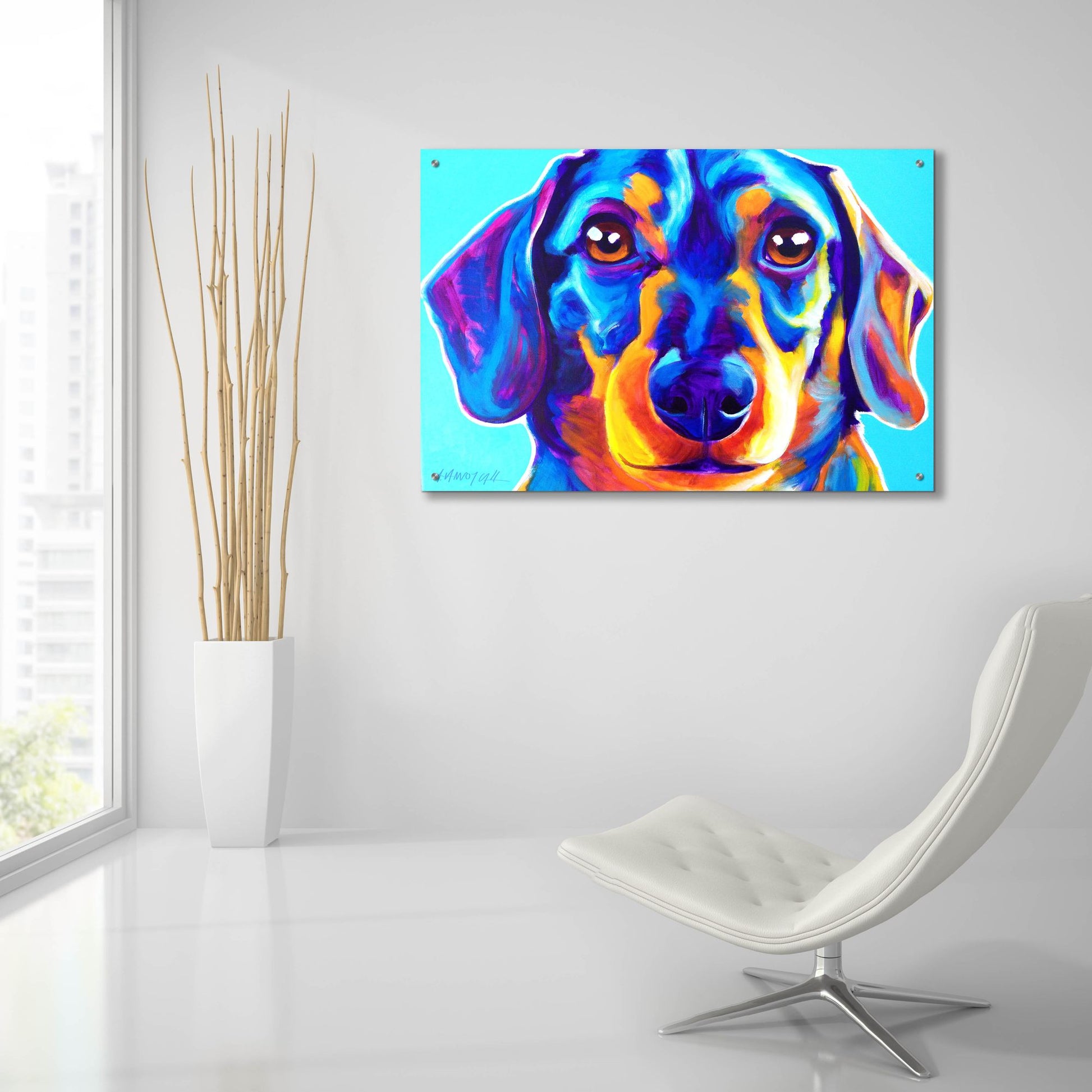 Epic Art 'Dachshund - Oscar2 by Dawg Painter, Acrylic Glass Wall Art,36x24