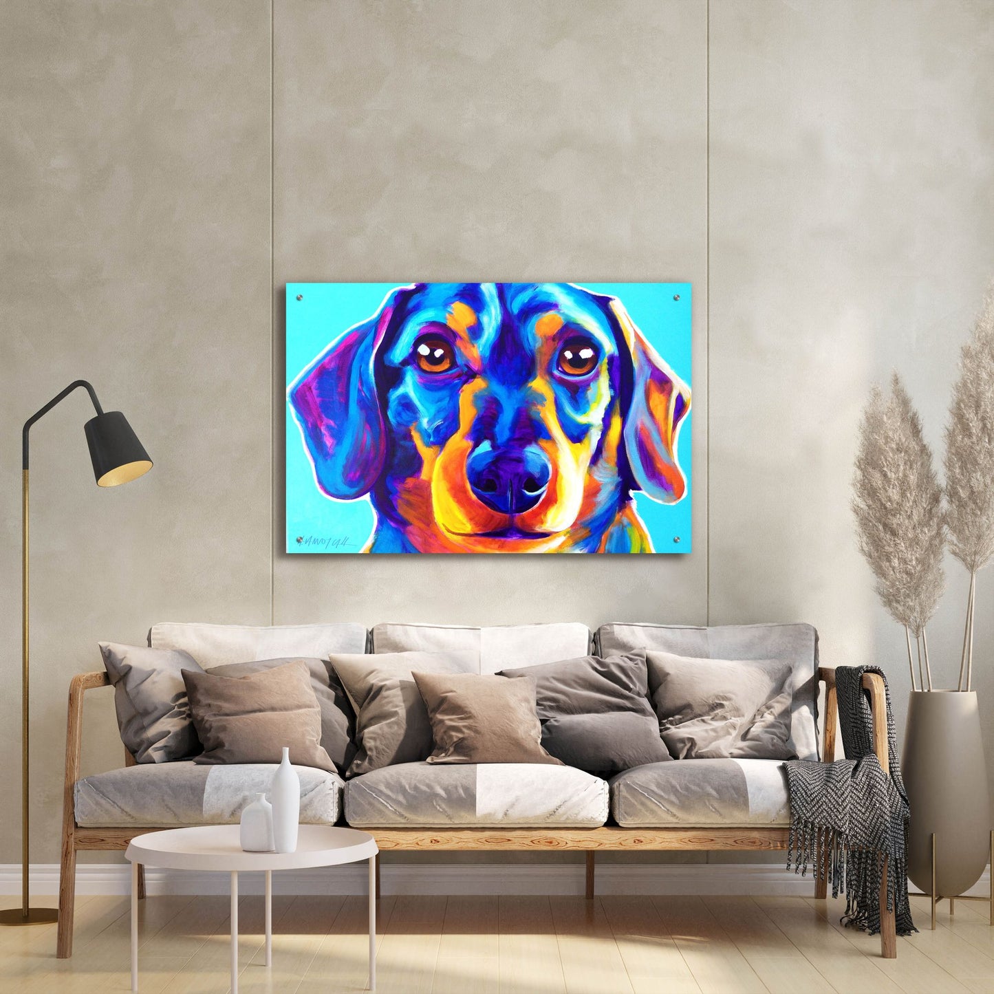 Epic Art 'Dachshund - Oscar2 by Dawg Painter, Acrylic Glass Wall Art,36x24