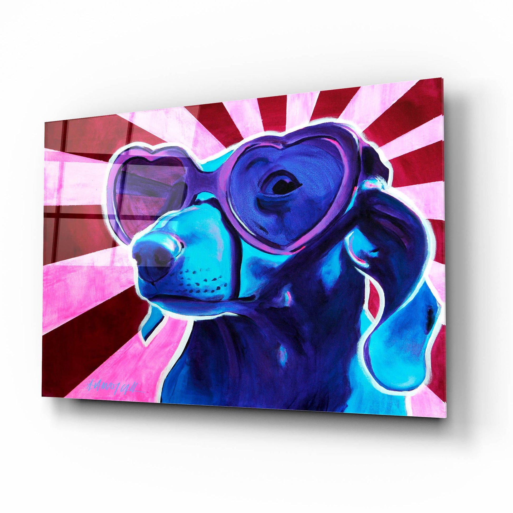 Epic Art 'Dachshund - Puppy Love2 by Dawg Painter, Acrylic Glass Wall Art,16x12