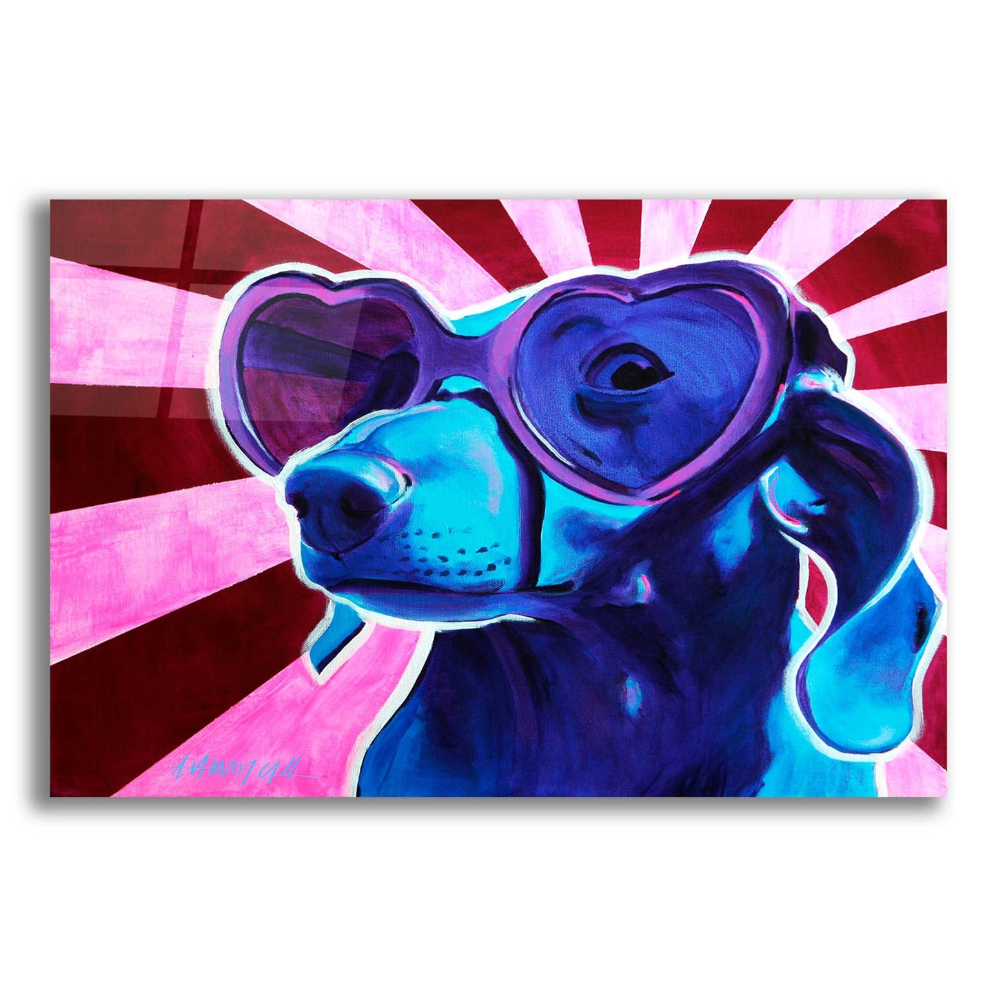 Epic Art 'Dachshund - Puppy Love2 by Dawg Painter, Acrylic Glass Wall Art,24x16