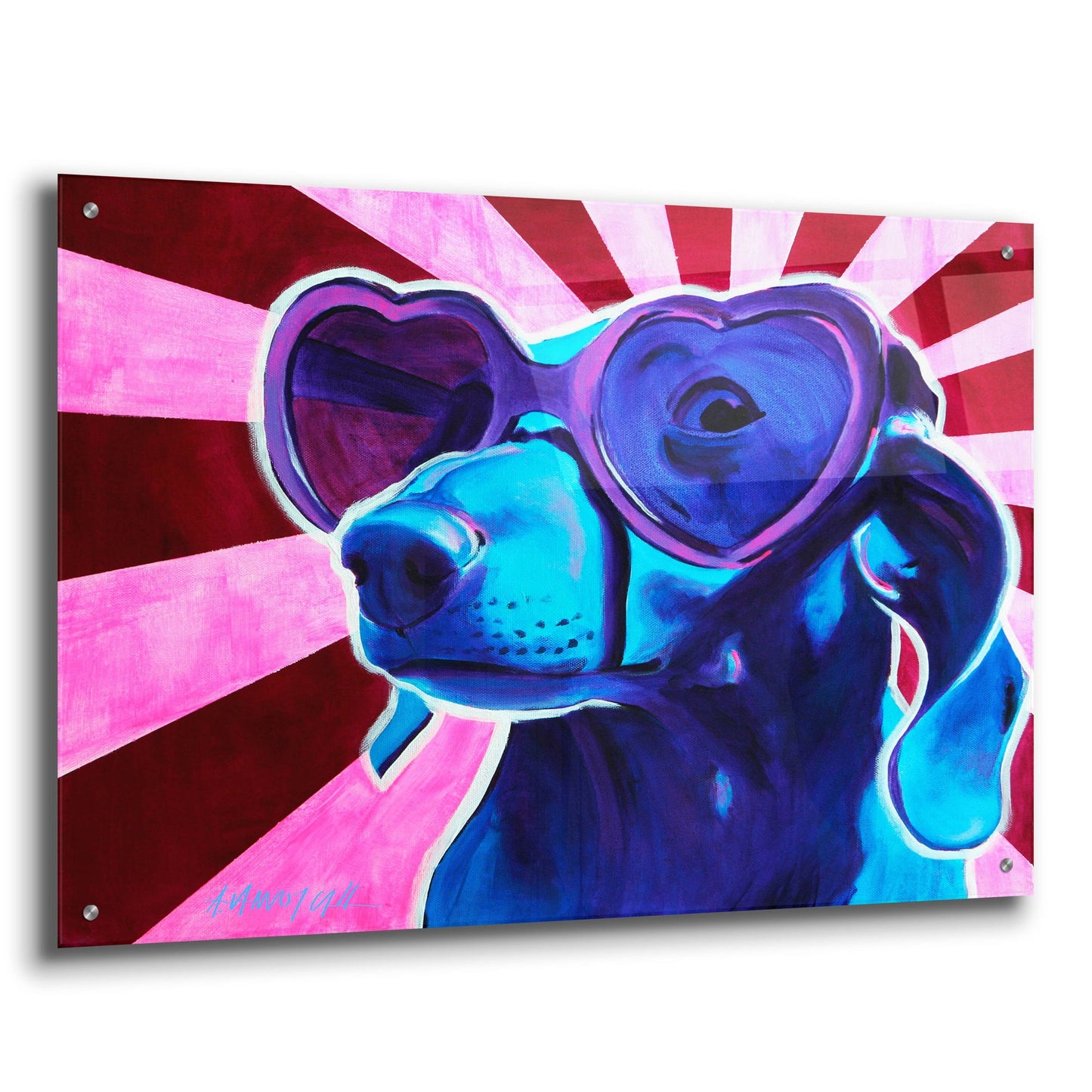 Epic Art 'Dachshund - Puppy Love2 by Dawg Painter, Acrylic Glass Wall Art,36x24