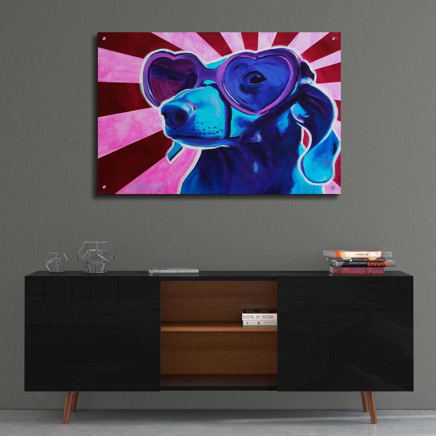Epic Art 'Dachshund - Puppy Love2 by Dawg Painter, Acrylic Glass Wall Art,36x24