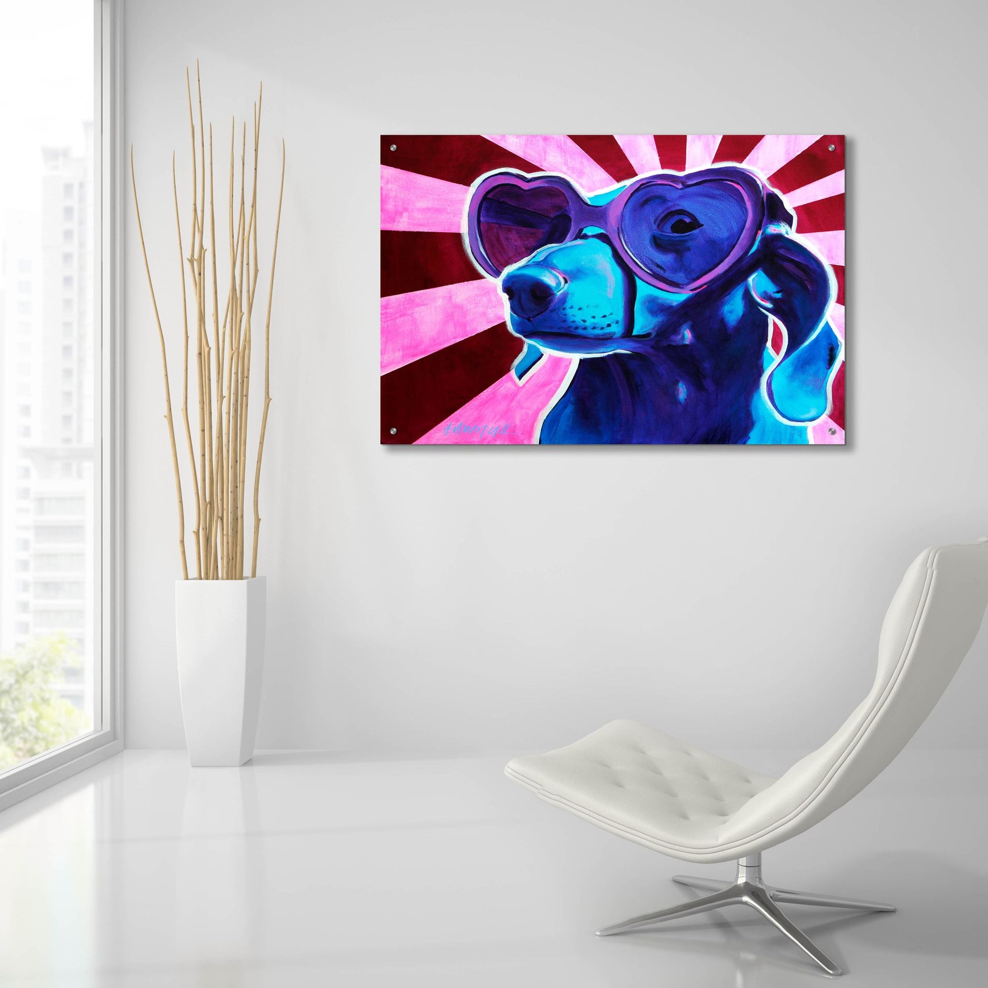 Epic Art 'Dachshund - Puppy Love2 by Dawg Painter, Acrylic Glass Wall Art,36x24