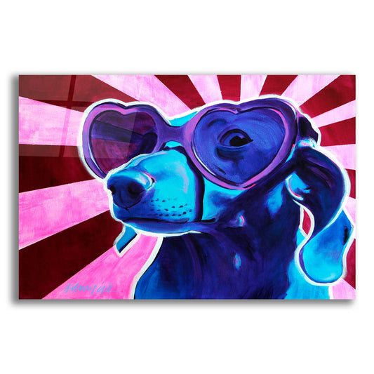 Epic Art 'Dachshund - Puppy Love2 by Dawg Painter, Acrylic Glass Wall Art