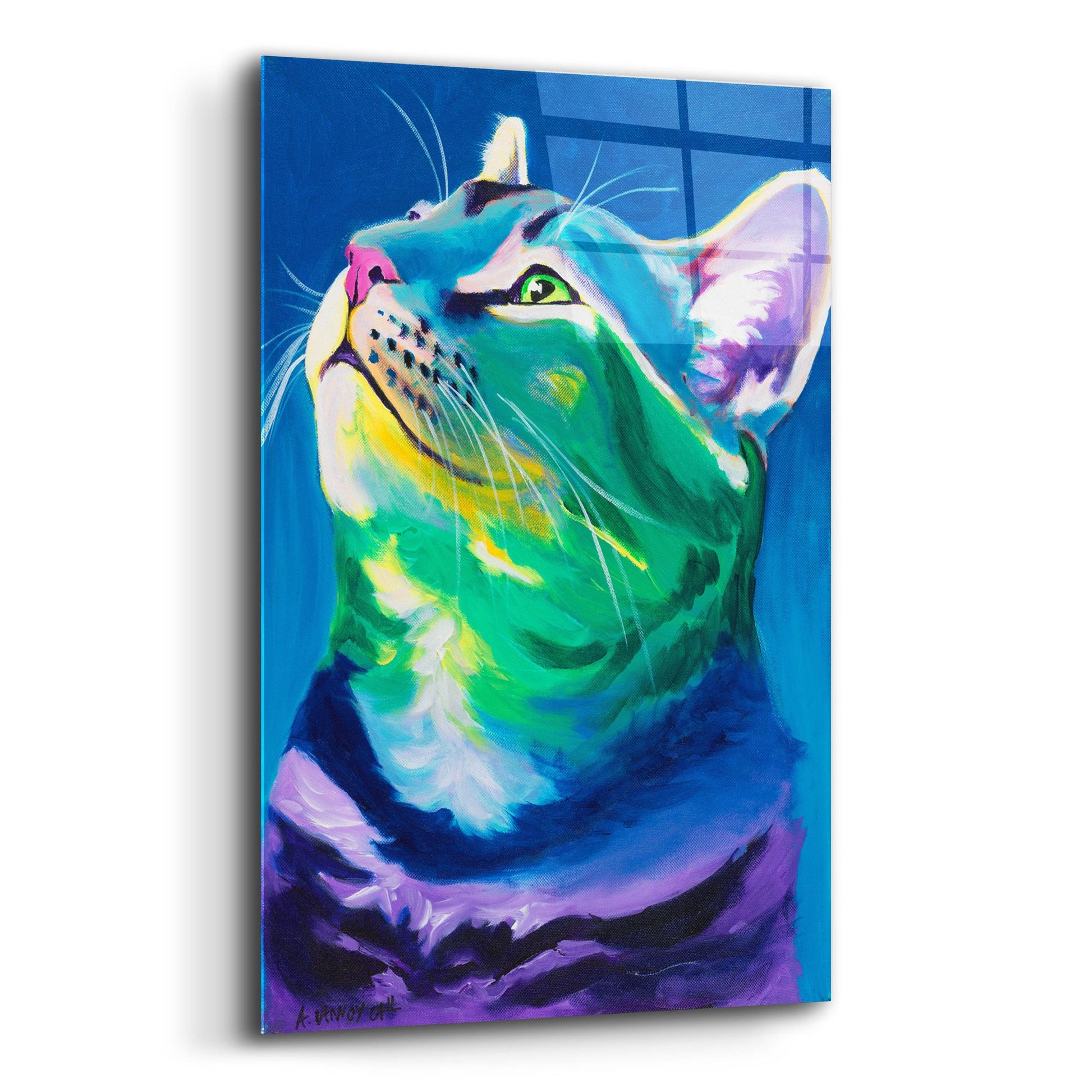 Epic Art 'Blue Feline2 by Dawg Painter, Acrylic Glass Wall Art,12x16