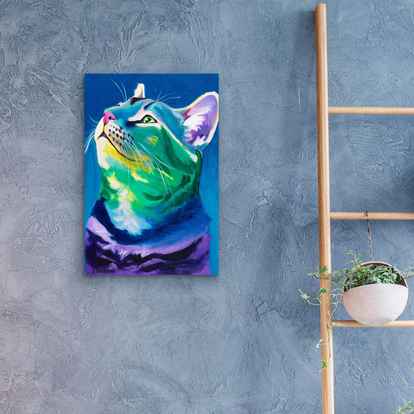 Epic Art 'Blue Feline2 by Dawg Painter, Acrylic Glass Wall Art,16x24