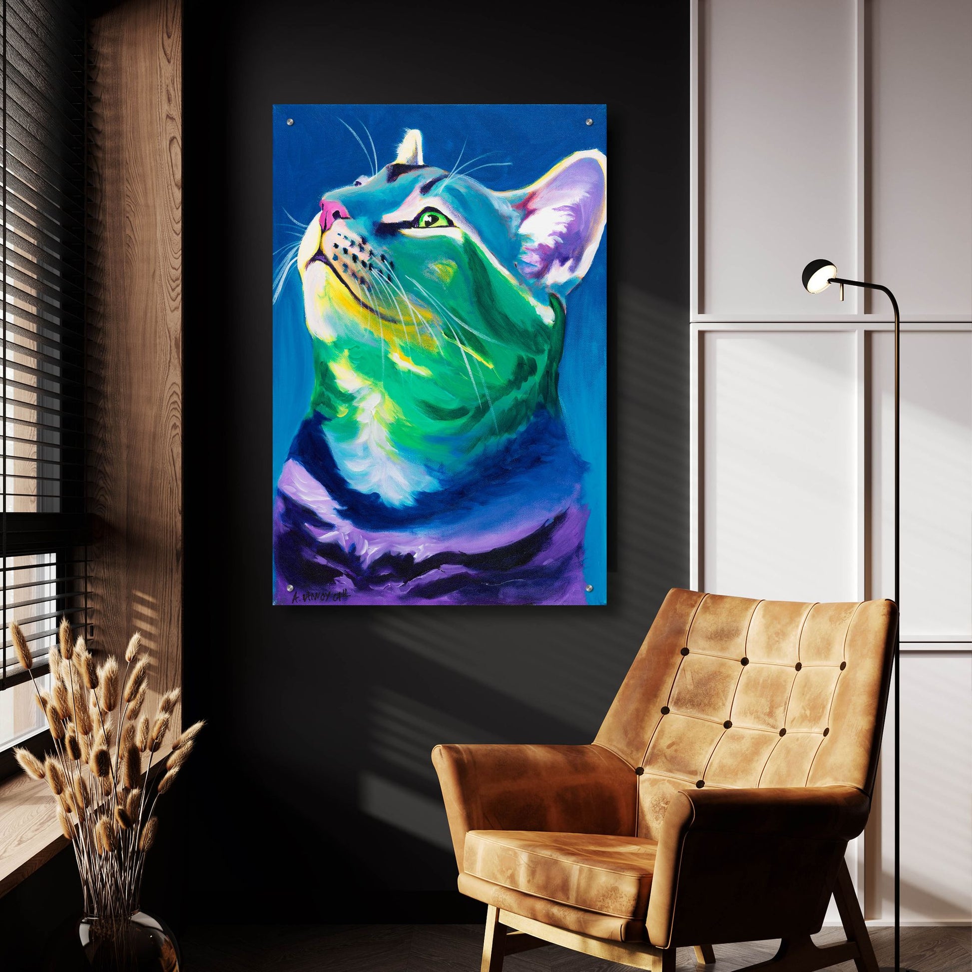 Epic Art 'Blue Feline2 by Dawg Painter, Acrylic Glass Wall Art,24x36