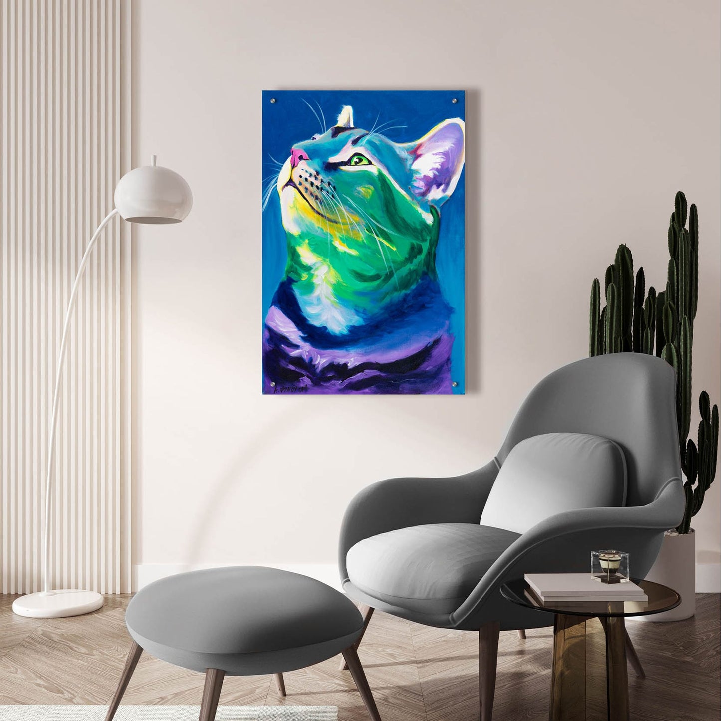 Epic Art 'Blue Feline2 by Dawg Painter, Acrylic Glass Wall Art,24x36