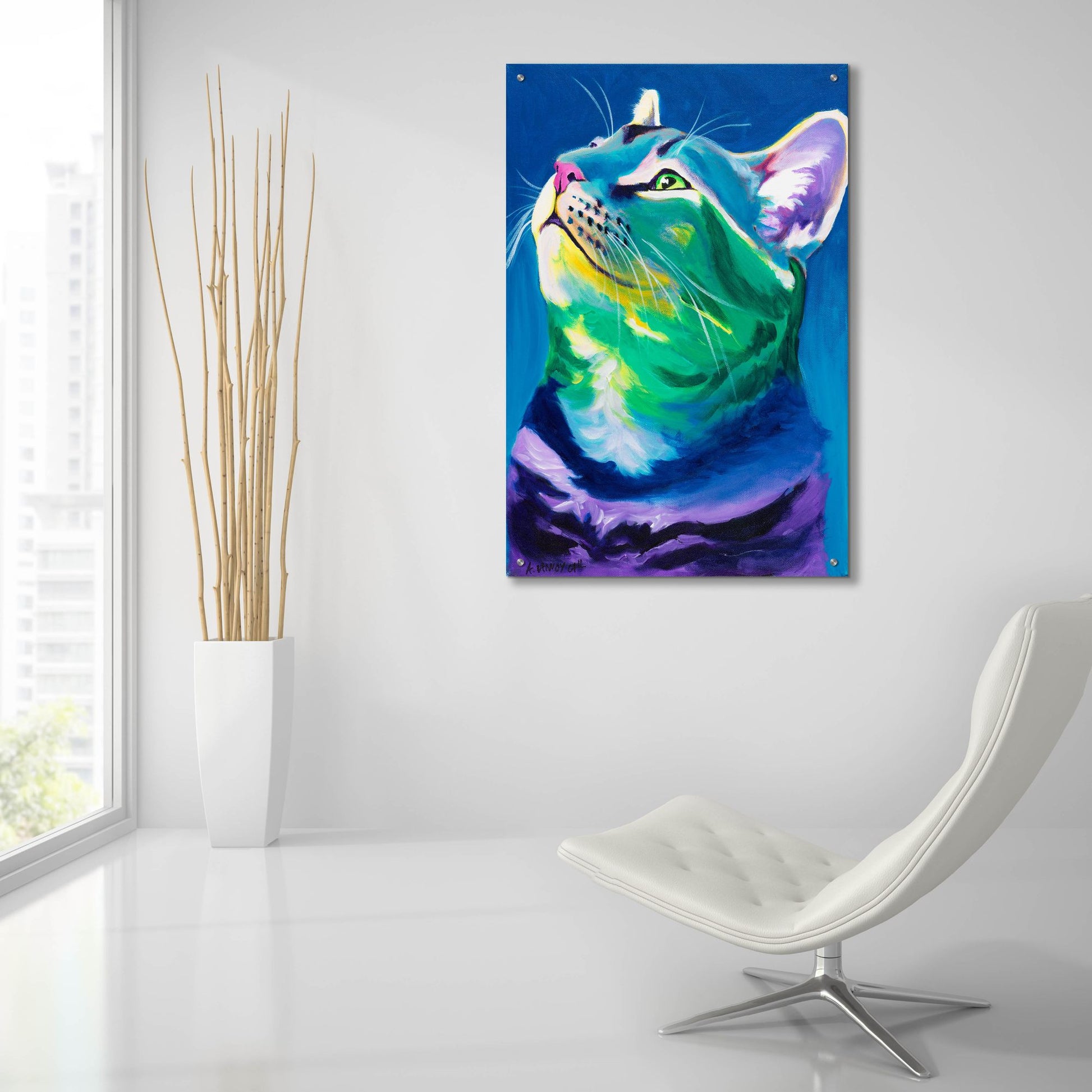 Epic Art 'Blue Feline2 by Dawg Painter, Acrylic Glass Wall Art,24x36