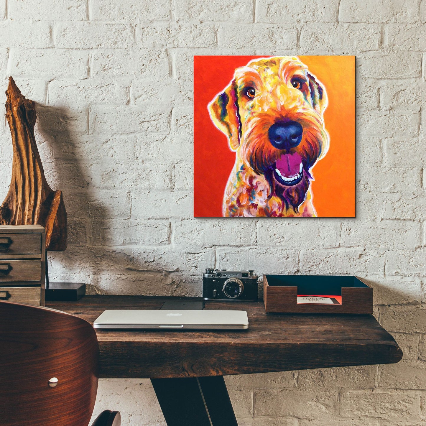 Epic Art 'Airedoodle - Hank2 by Dawg Painter, Acrylic Glass Wall Art,12x12