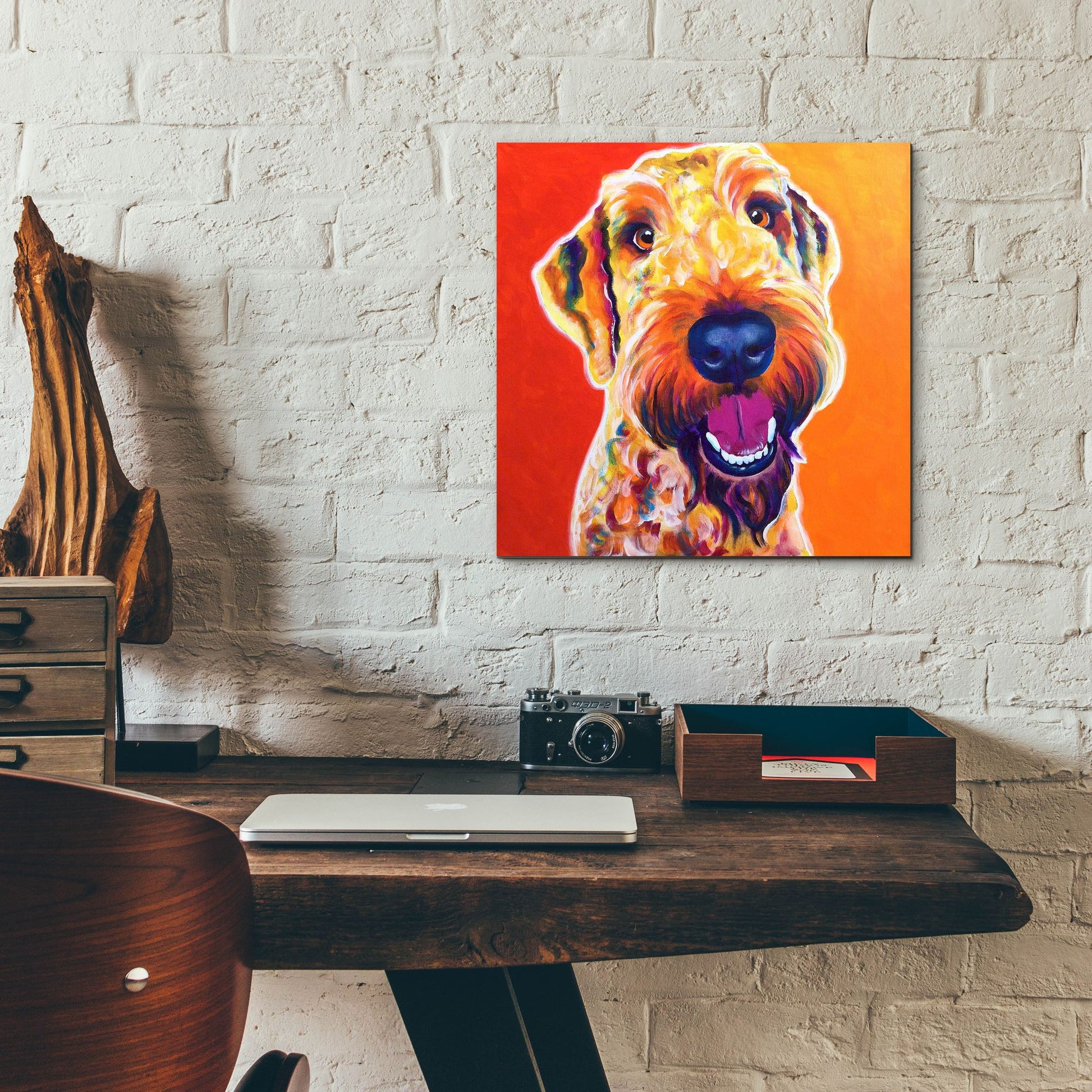 Epic Art 'Airedoodle - Hank2 by Dawg Painter, Acrylic Glass Wall Art,12x12