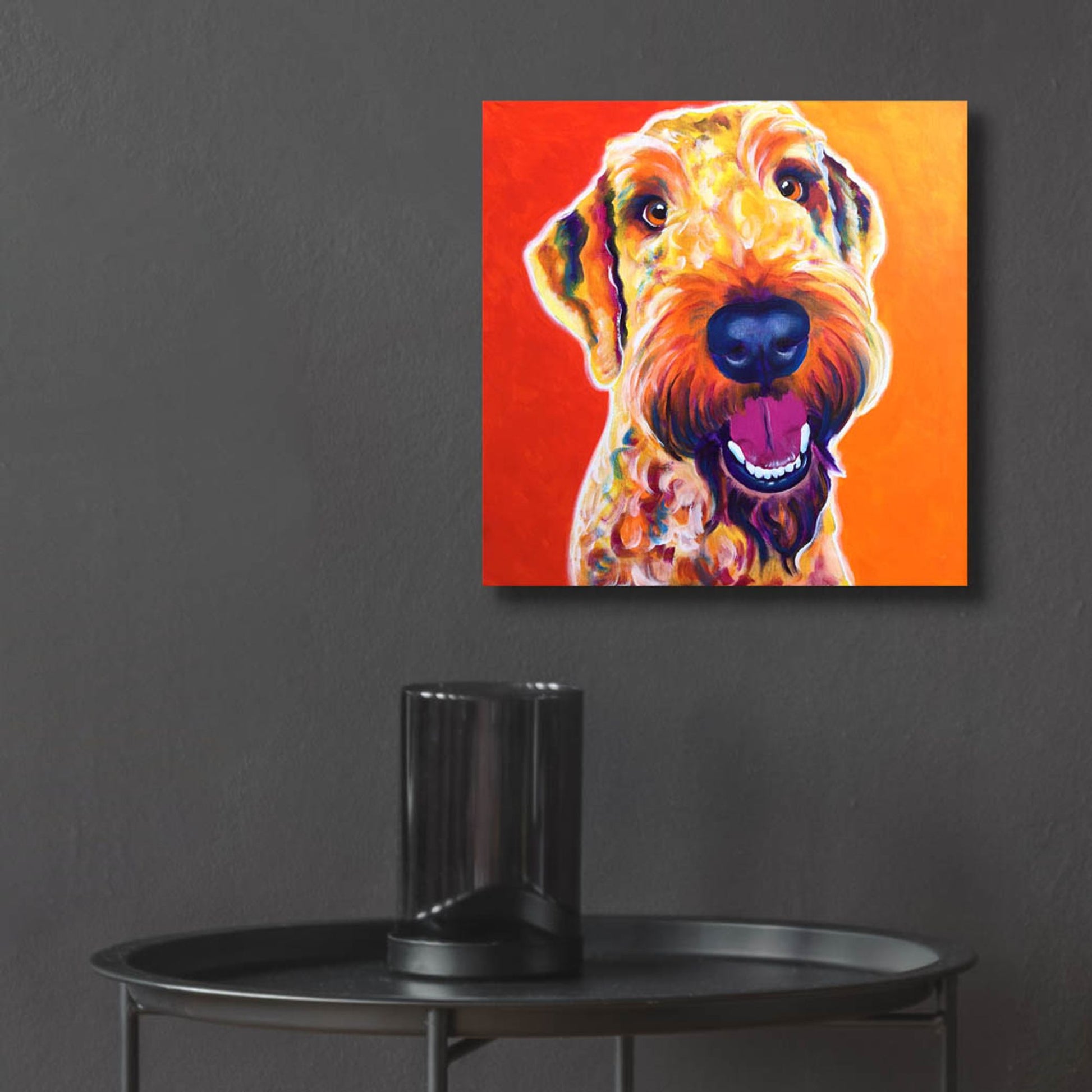 Epic Art 'Airedoodle - Hank2 by Dawg Painter, Acrylic Glass Wall Art,12x12