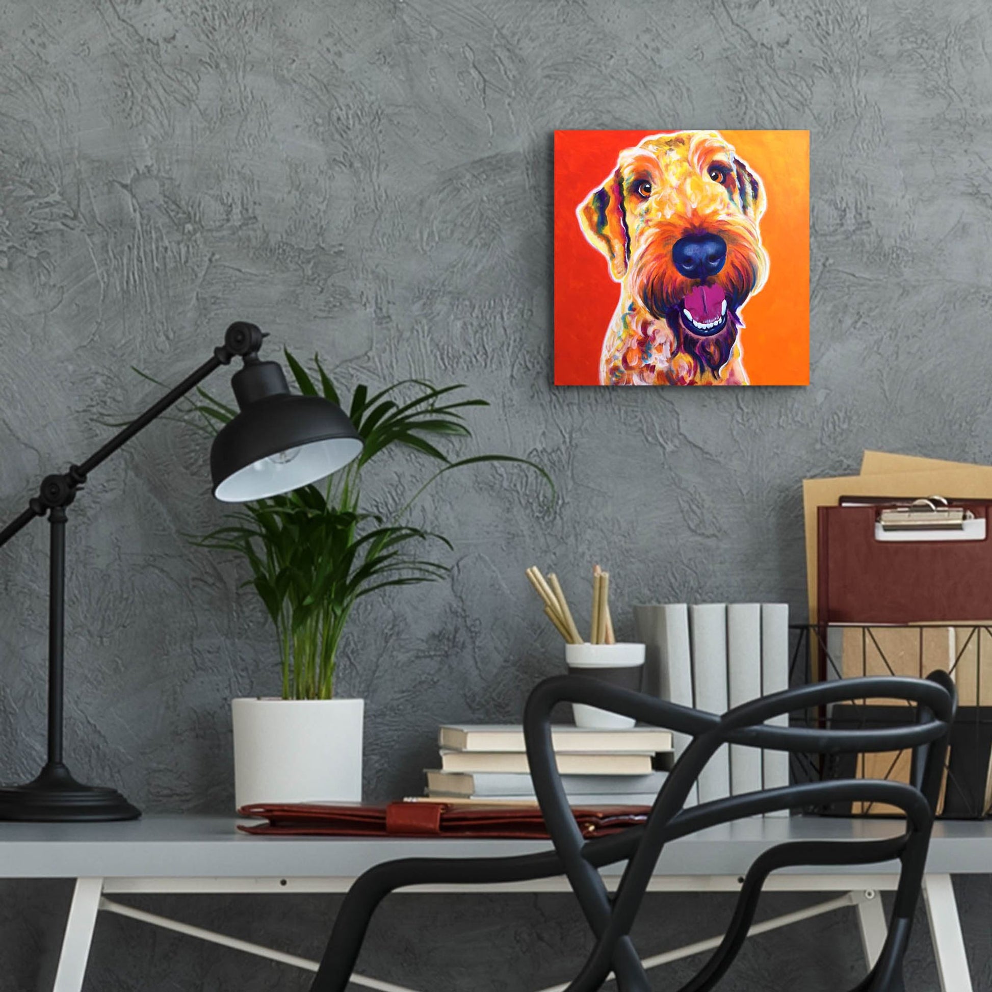 Epic Art 'Airedoodle - Hank2 by Dawg Painter, Acrylic Glass Wall Art,12x12