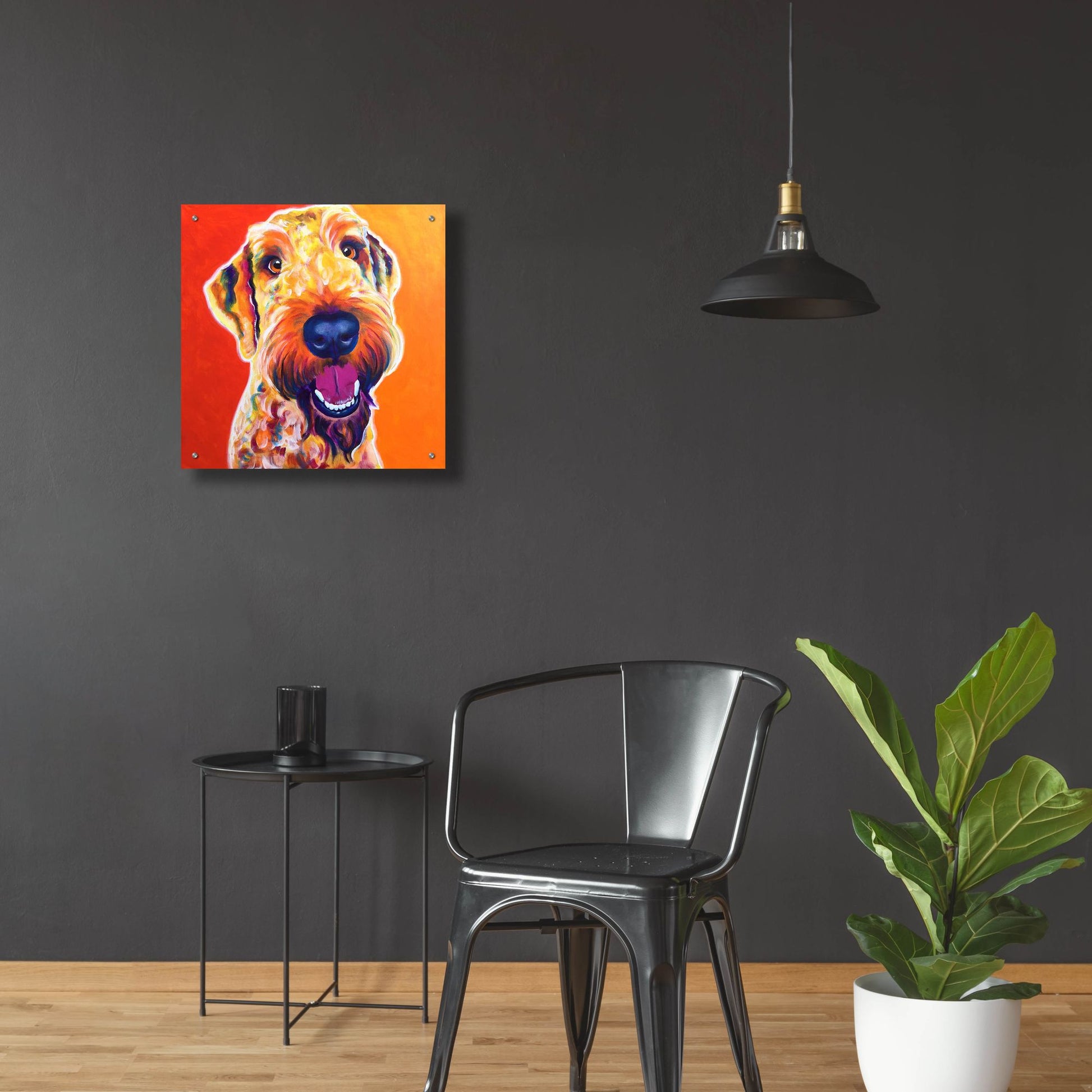 Epic Art 'Airedoodle - Hank2 by Dawg Painter, Acrylic Glass Wall Art,24x24