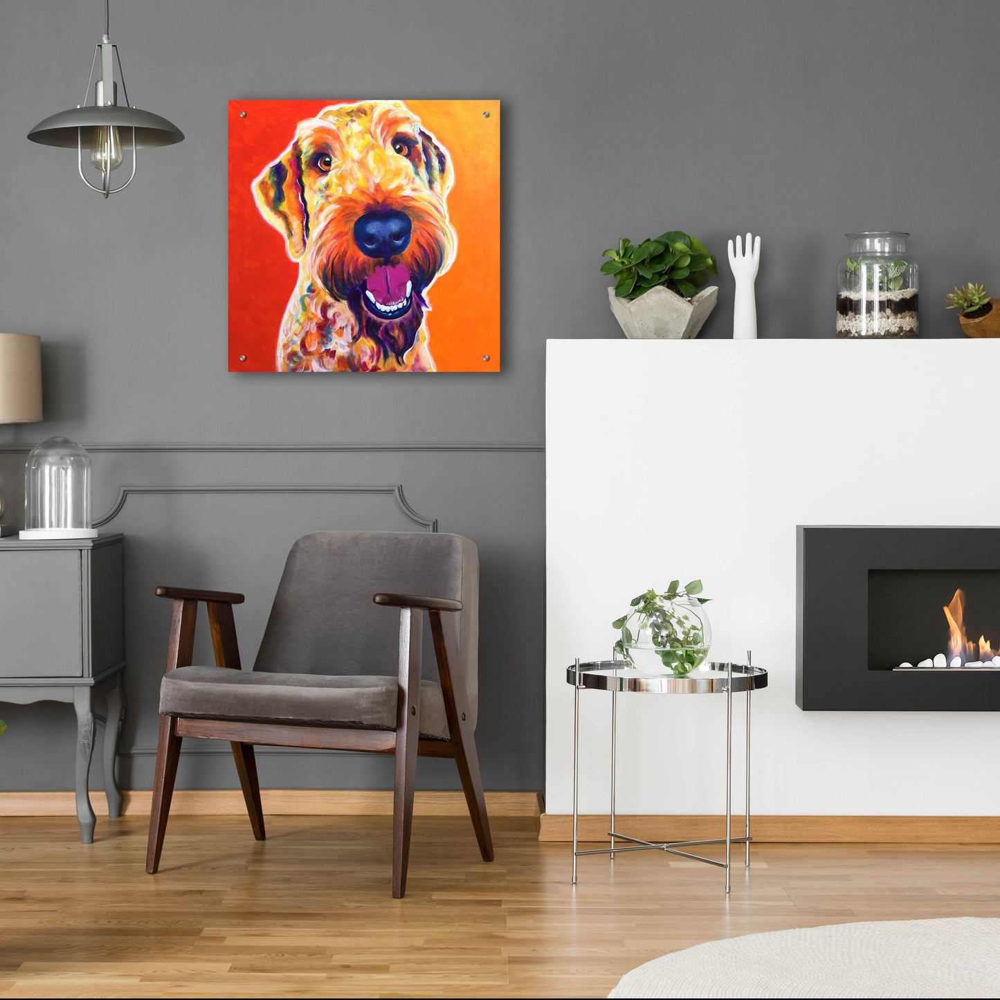 Epic Art 'Airedoodle - Hank2 by Dawg Painter, Acrylic Glass Wall Art,24x24