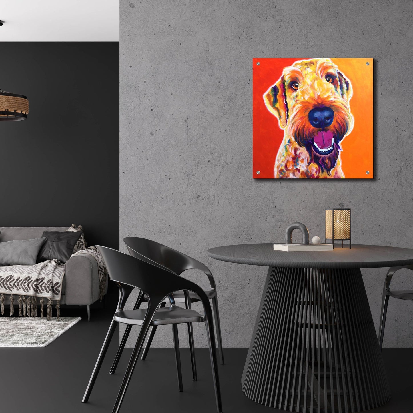 Epic Art 'Airedoodle - Hank2 by Dawg Painter, Acrylic Glass Wall Art,24x24