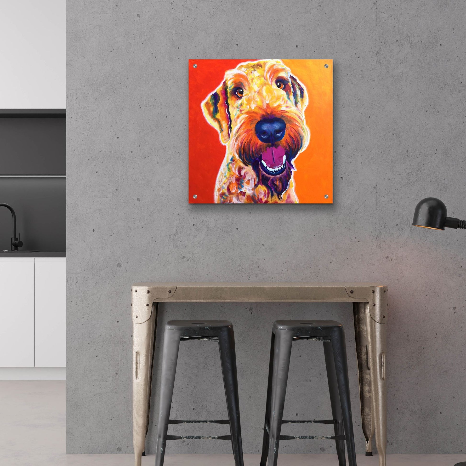 Epic Art 'Airedoodle - Hank2 by Dawg Painter, Acrylic Glass Wall Art,24x24