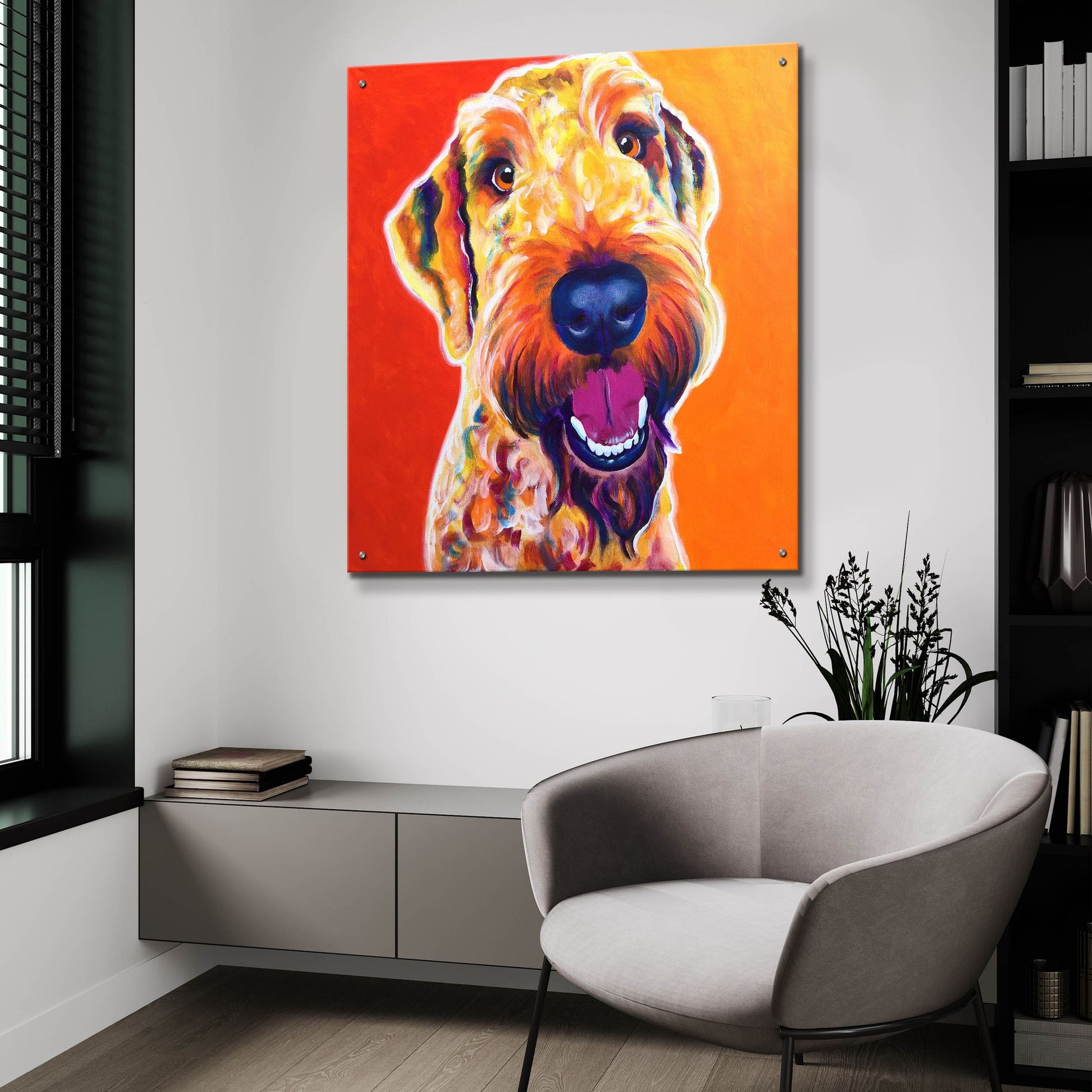 Epic Art 'Airedoodle - Hank2 by Dawg Painter, Acrylic Glass Wall Art,36x36