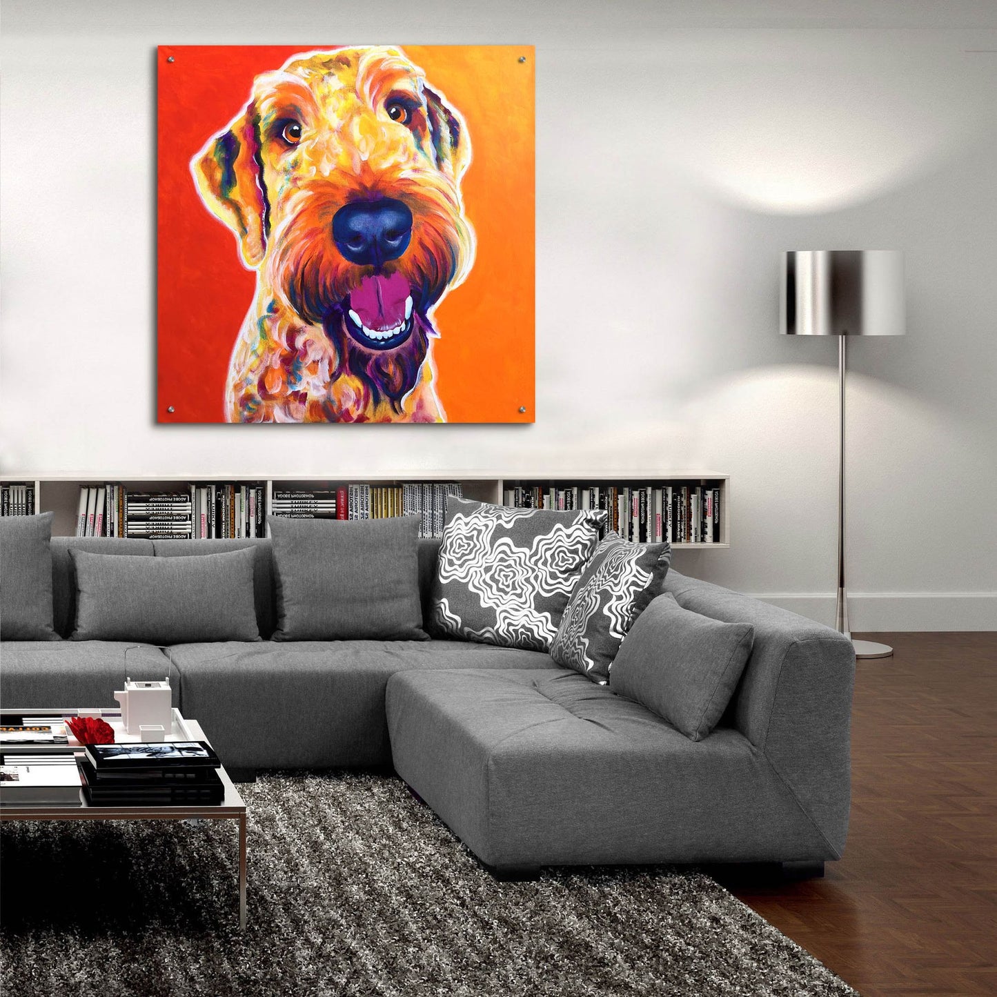 Epic Art 'Airedoodle - Hank2 by Dawg Painter, Acrylic Glass Wall Art,36x36