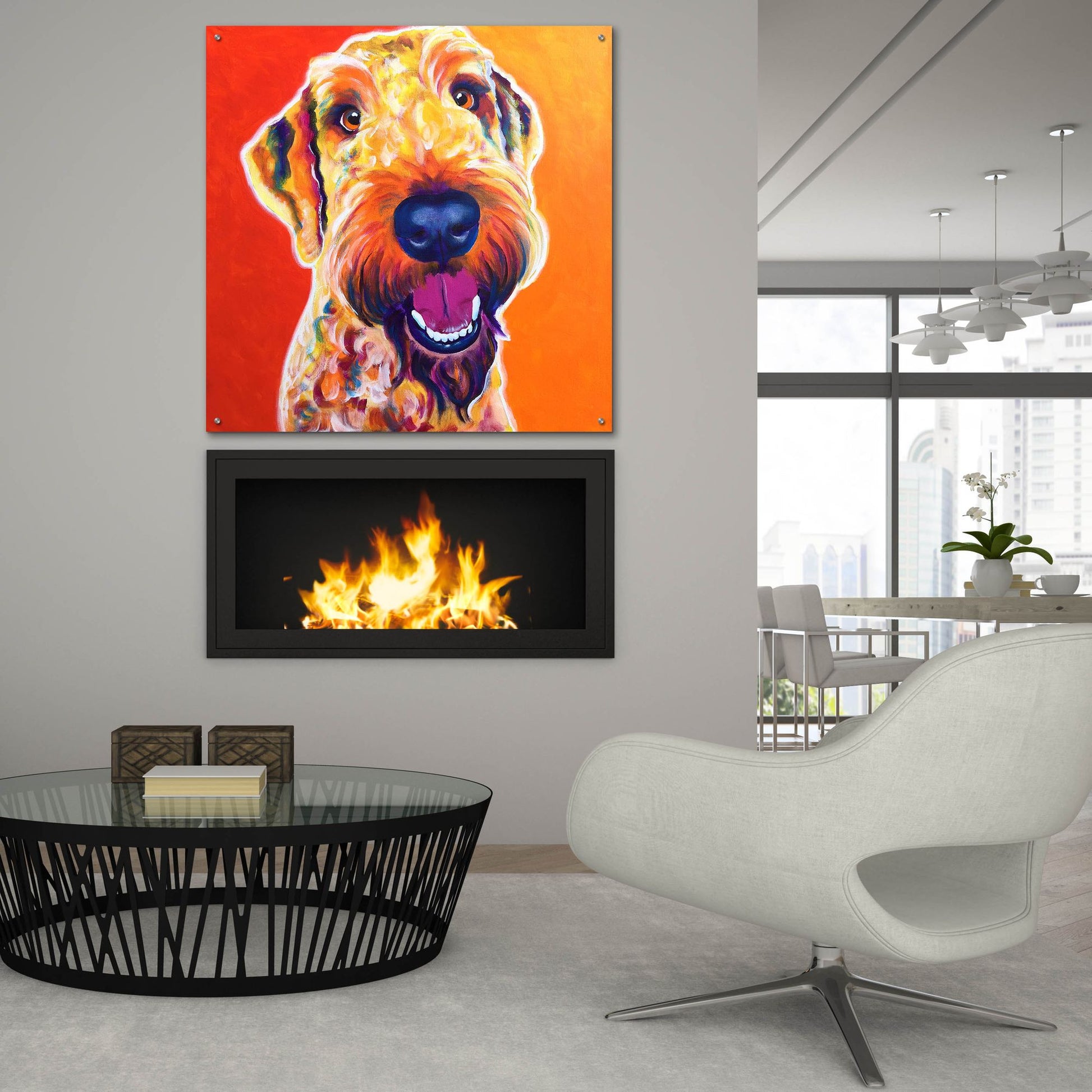 Epic Art 'Airedoodle - Hank2 by Dawg Painter, Acrylic Glass Wall Art,36x36