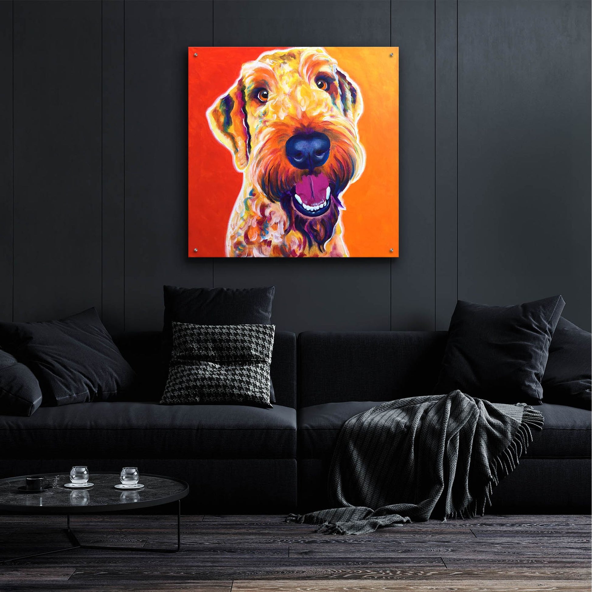 Epic Art 'Airedoodle - Hank2 by Dawg Painter, Acrylic Glass Wall Art,36x36