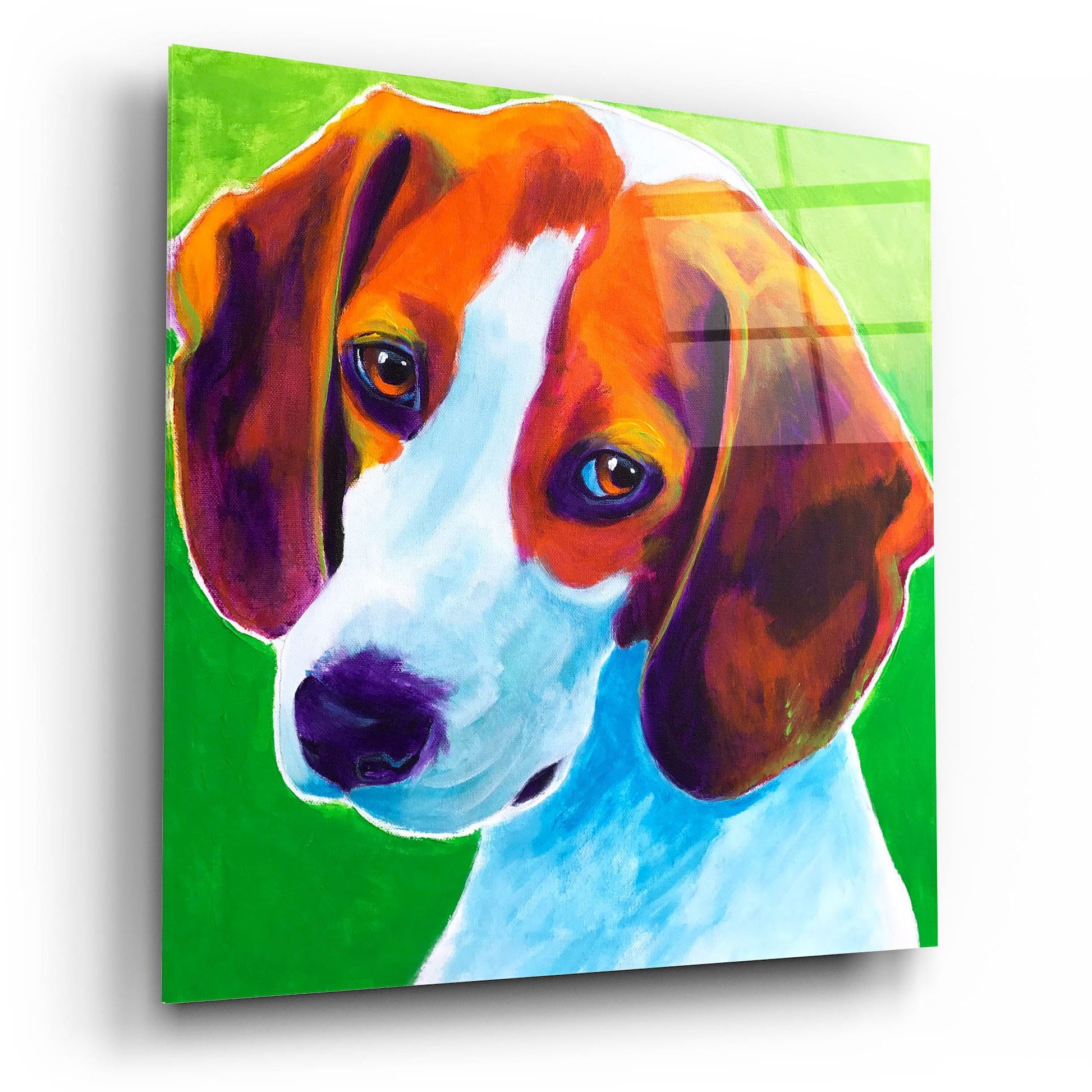 Epic Art 'Beagle - Watson2 by Dawg Painter, Acrylic Glass Wall Art,12x12