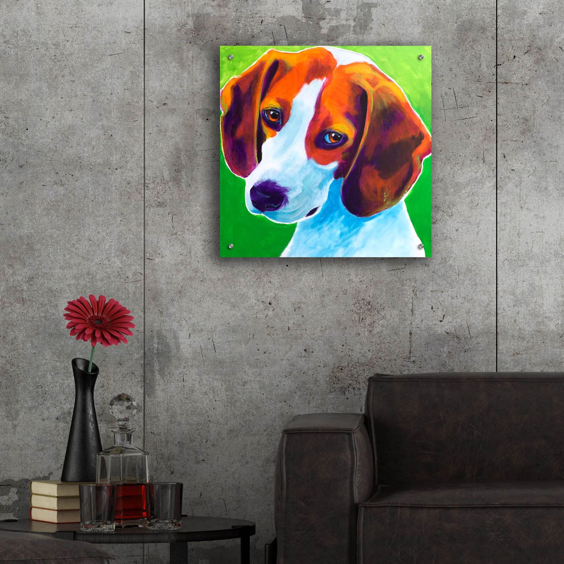 Epic Art 'Beagle - Watson2 by Dawg Painter, Acrylic Glass Wall Art,24x24