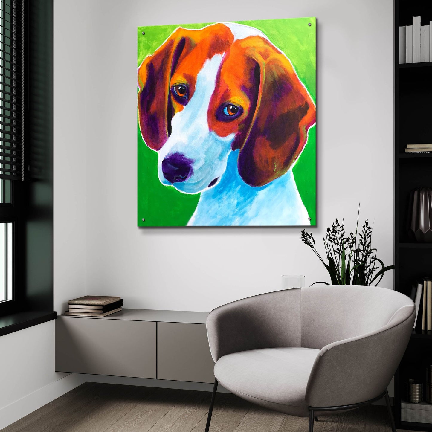 Epic Art 'Beagle - Watson2 by Dawg Painter, Acrylic Glass Wall Art,36x36