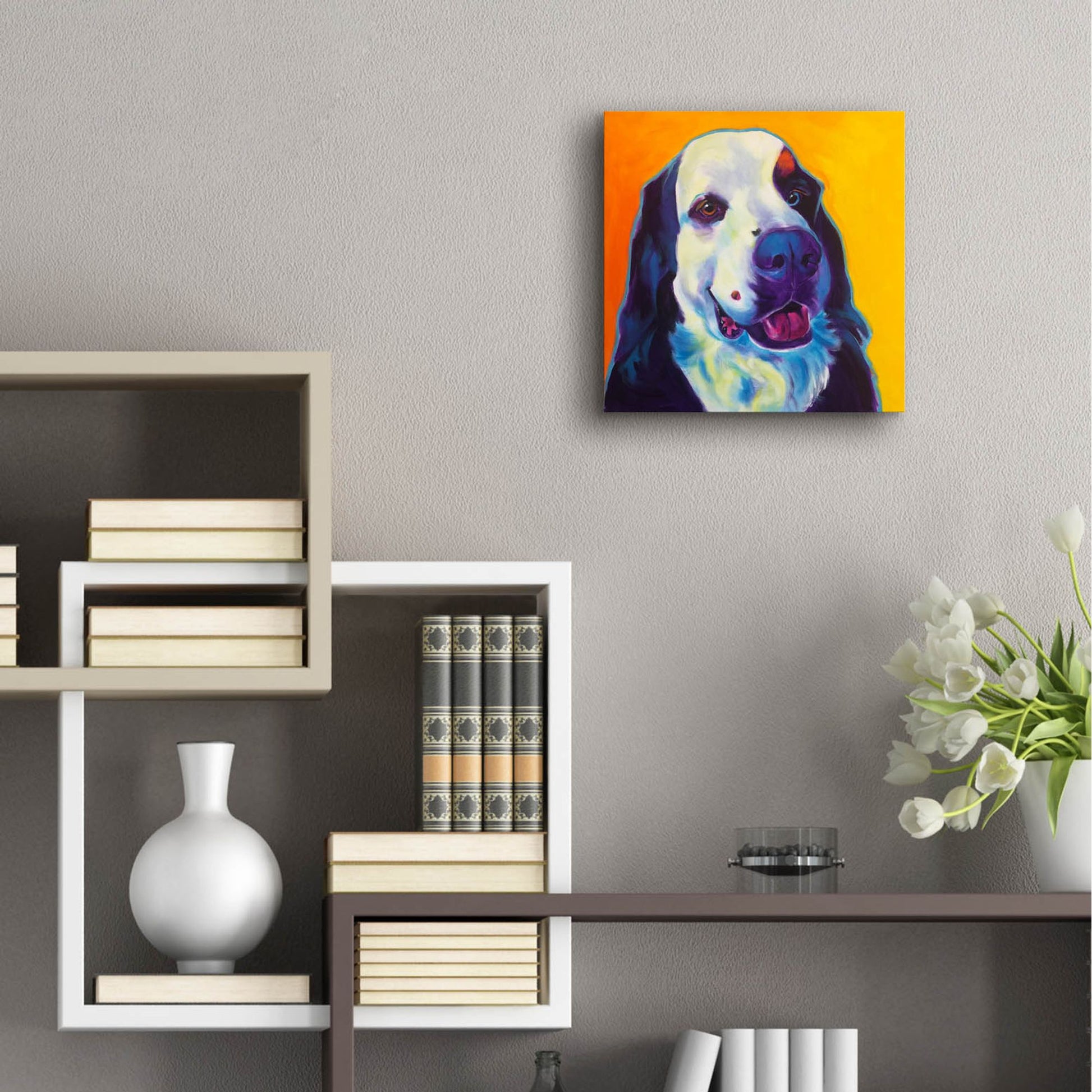 Epic Art 'Bernese Mountain Dog - Zeke 22 by Dawg Painter, Acrylic Glass Wall Art,12x12