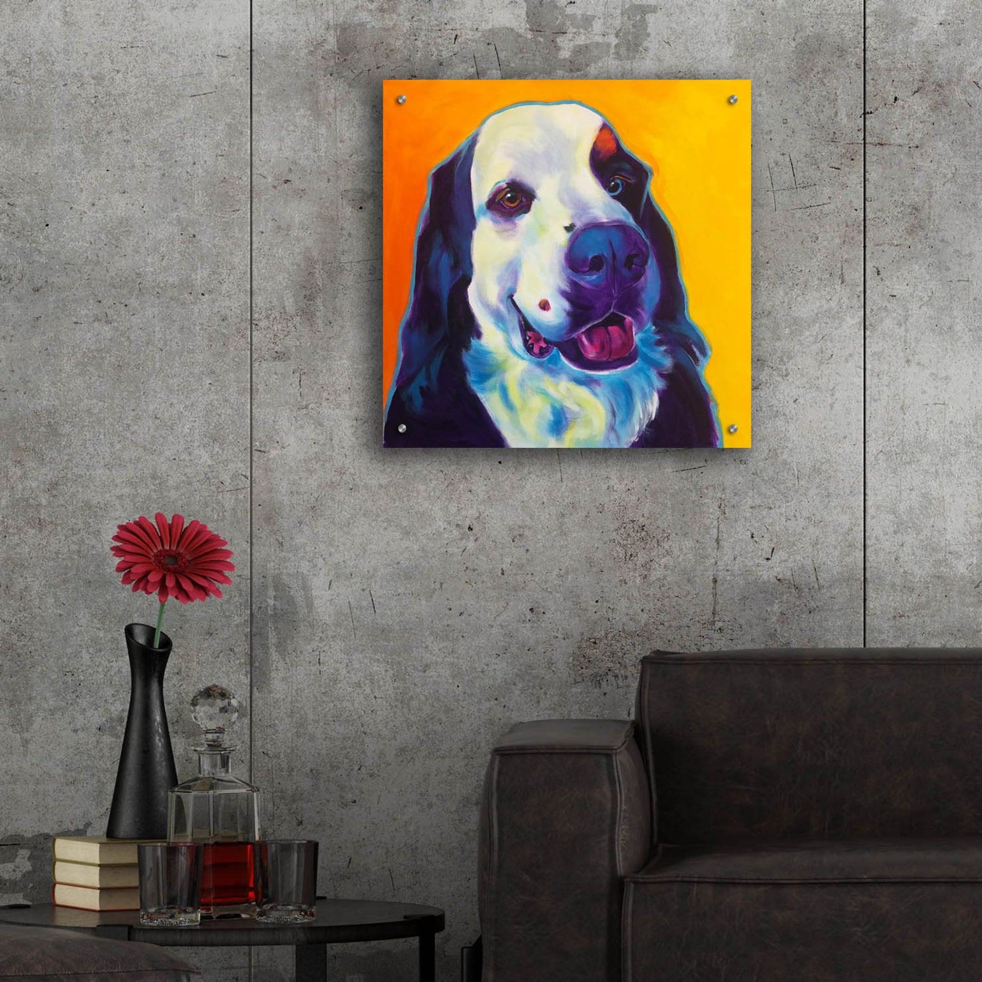 Epic Art 'Bernese Mountain Dog - Zeke 22 by Dawg Painter, Acrylic Glass Wall Art,24x24