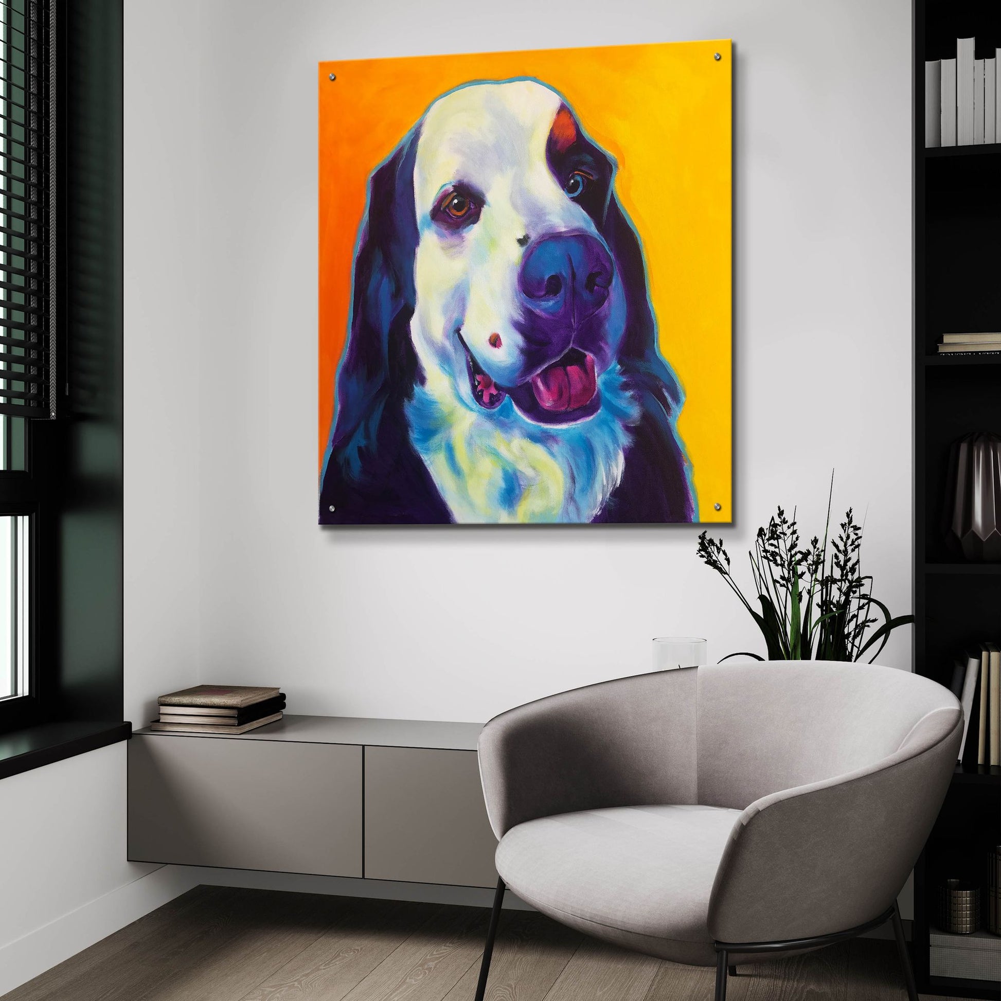 Epic Art 'Bernese Mountain Dog - Zeke 22 by Dawg Painter, Acrylic Glass Wall Art,36x36