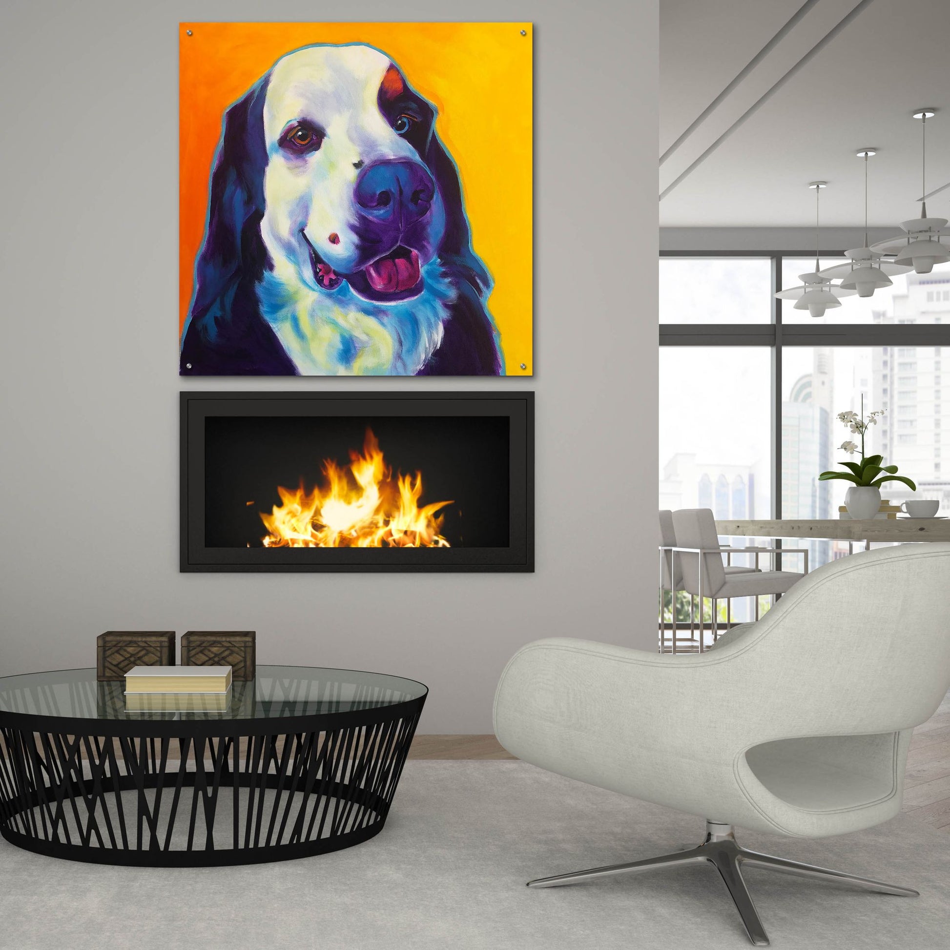 Epic Art 'Bernese Mountain Dog - Zeke 22 by Dawg Painter, Acrylic Glass Wall Art,36x36