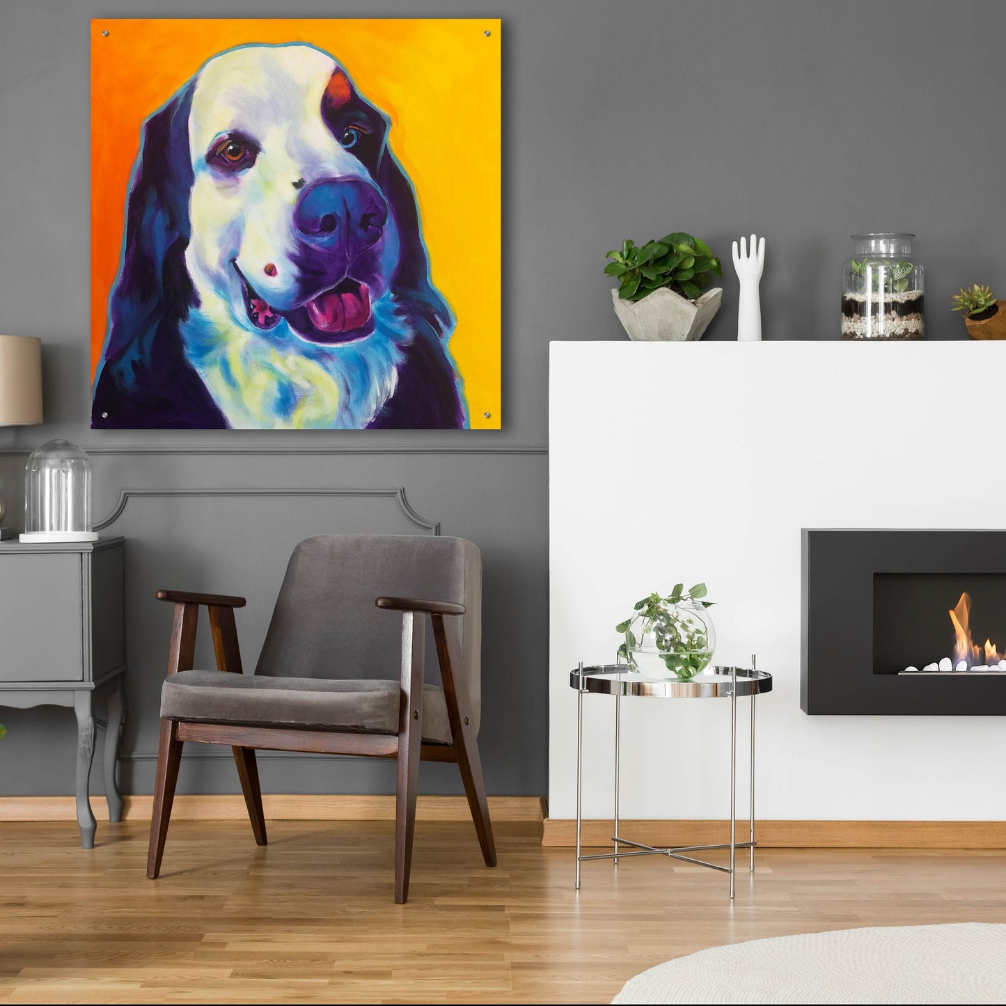 Epic Art 'Bernese Mountain Dog - Zeke 22 by Dawg Painter, Acrylic Glass Wall Art,36x36