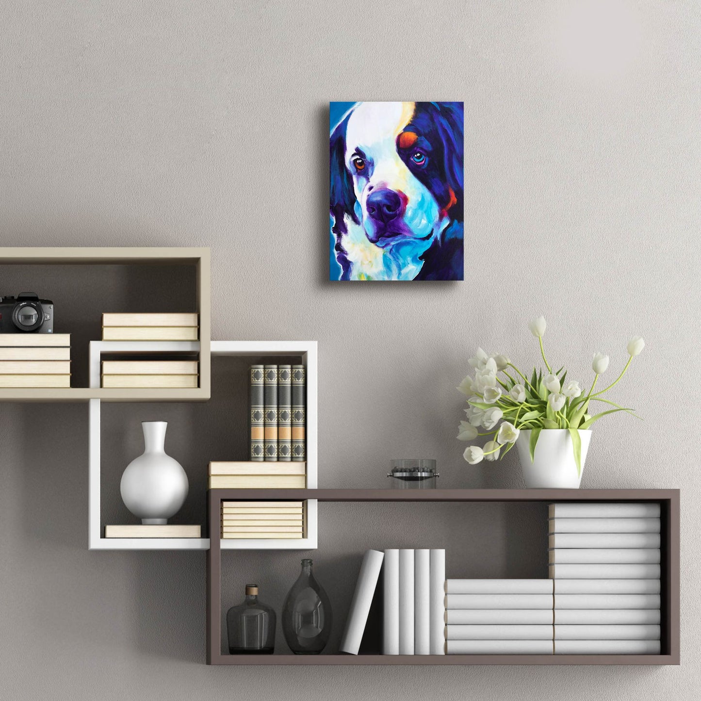 Epic Art 'Bernese Mountain Dog - Zeke2 by Dawg Painter, Acrylic Glass Wall Art,12x16